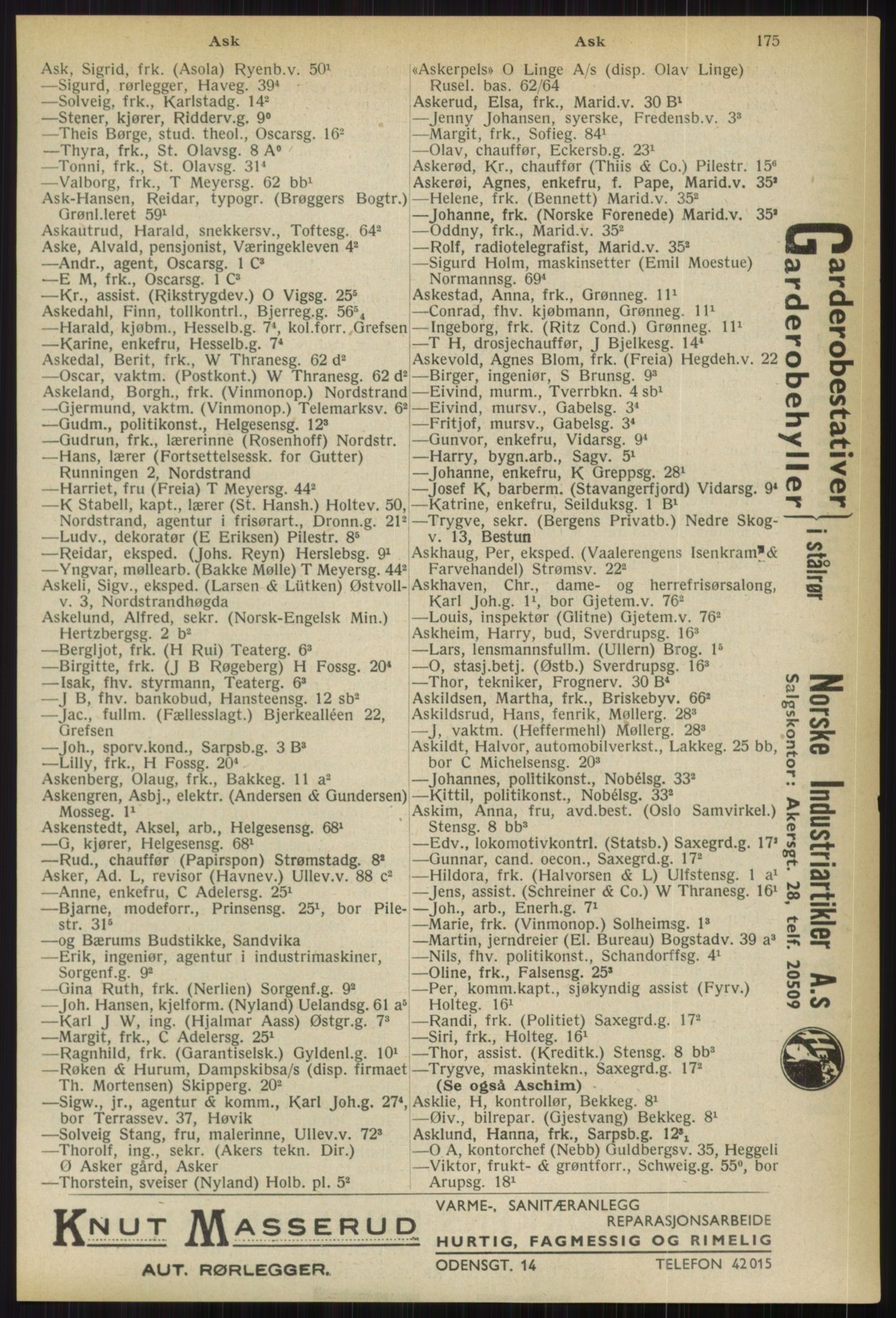Kristiania/Oslo adressebok, PUBL/-, 1936, p. 175