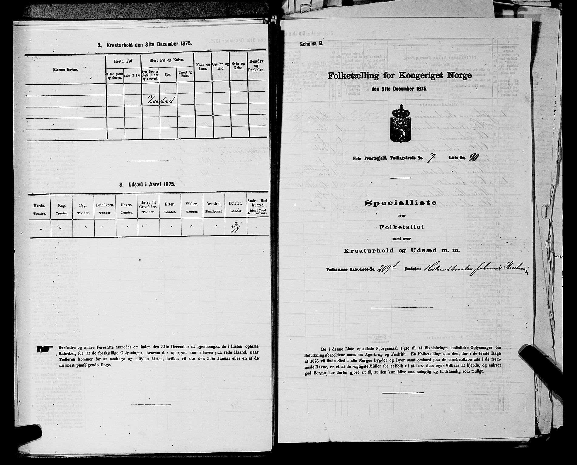 SAKO, 1875 census for 0612P Hole, 1875, p. 1374