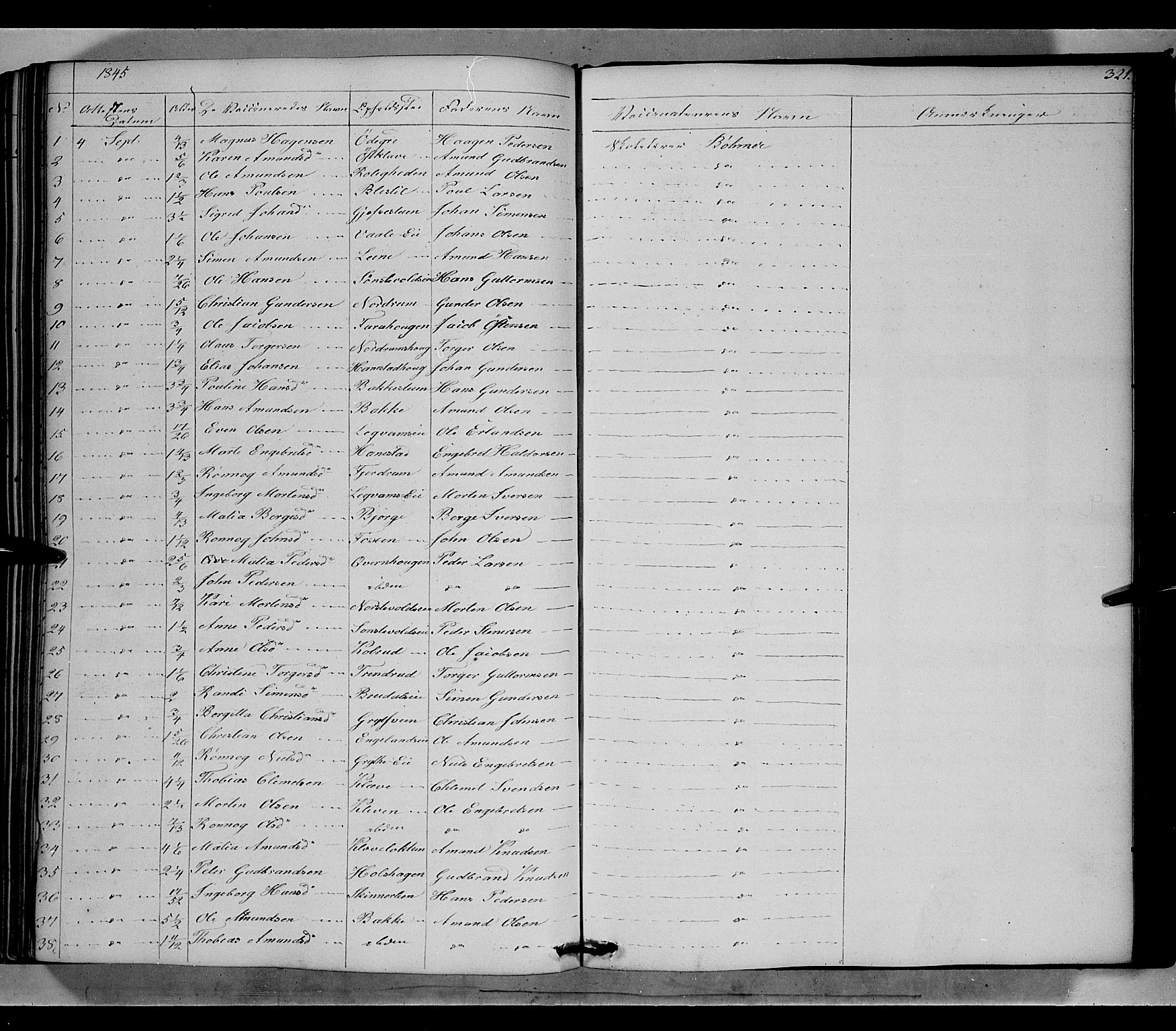 Gausdal prestekontor, SAH/PREST-090/H/Ha/Haa/L0007: Parish register (official) no. 7, 1840-1850, p. 321