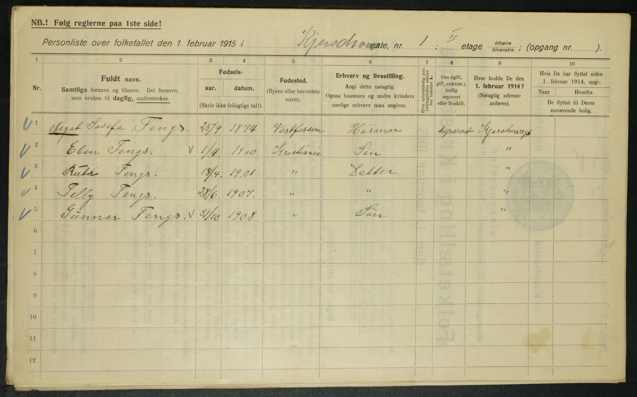 OBA, Municipal Census 1915 for Kristiania, 1915, p. 48933