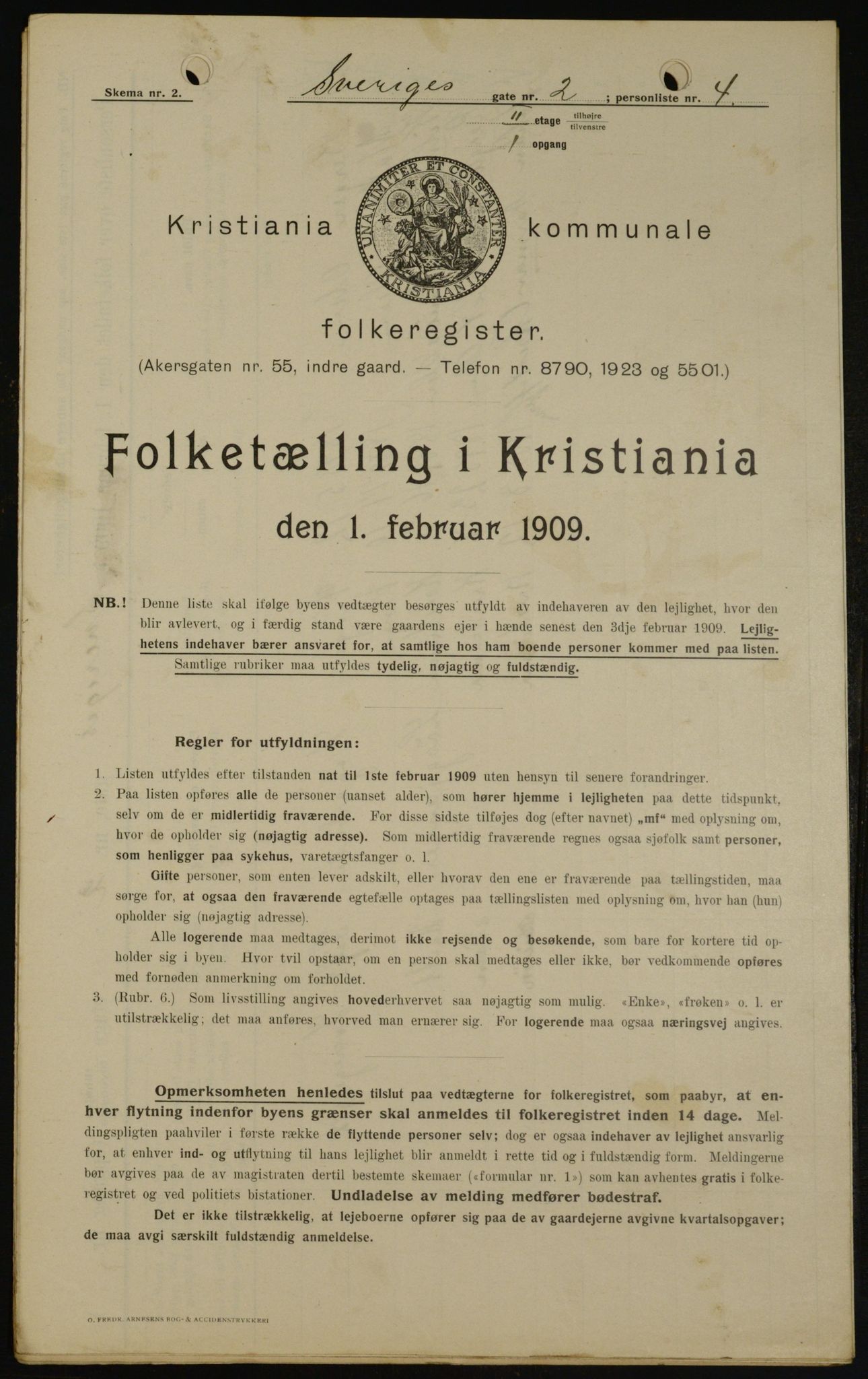 OBA, Municipal Census 1909 for Kristiania, 1909, p. 95685