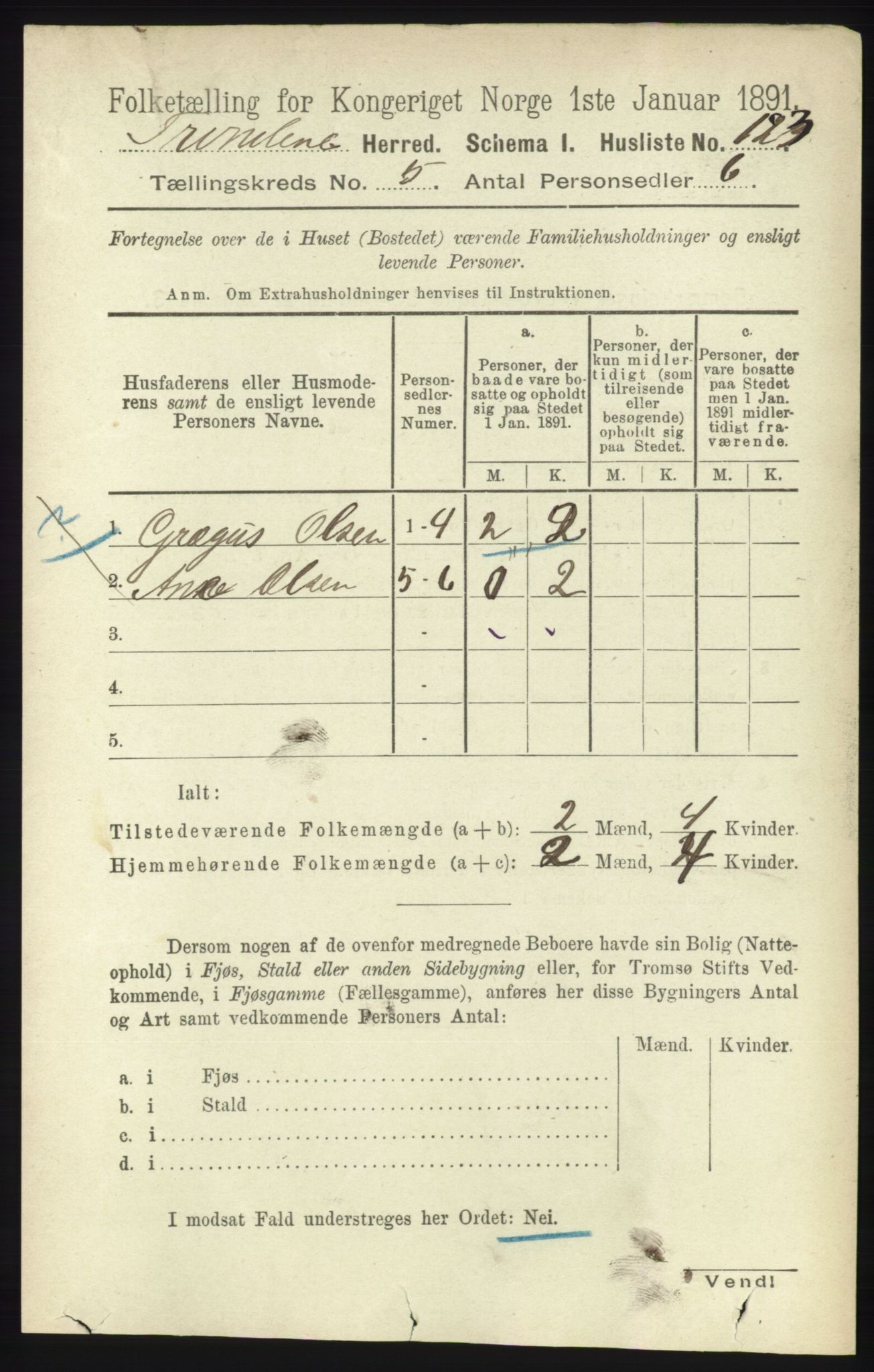 RA, 1891 census for 1914 Trondenes, 1891, p. 2818