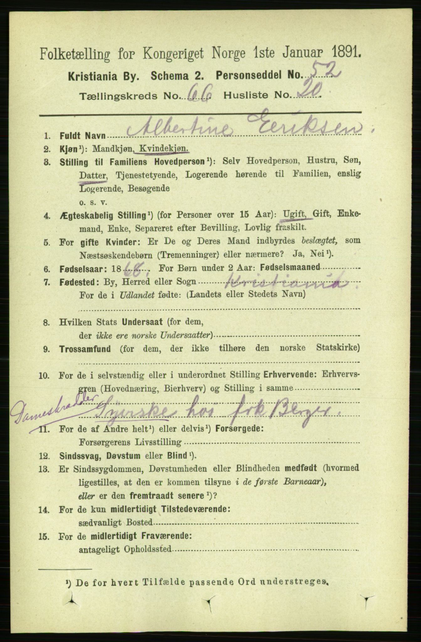 RA, 1891 census for 0301 Kristiania, 1891, p. 36018