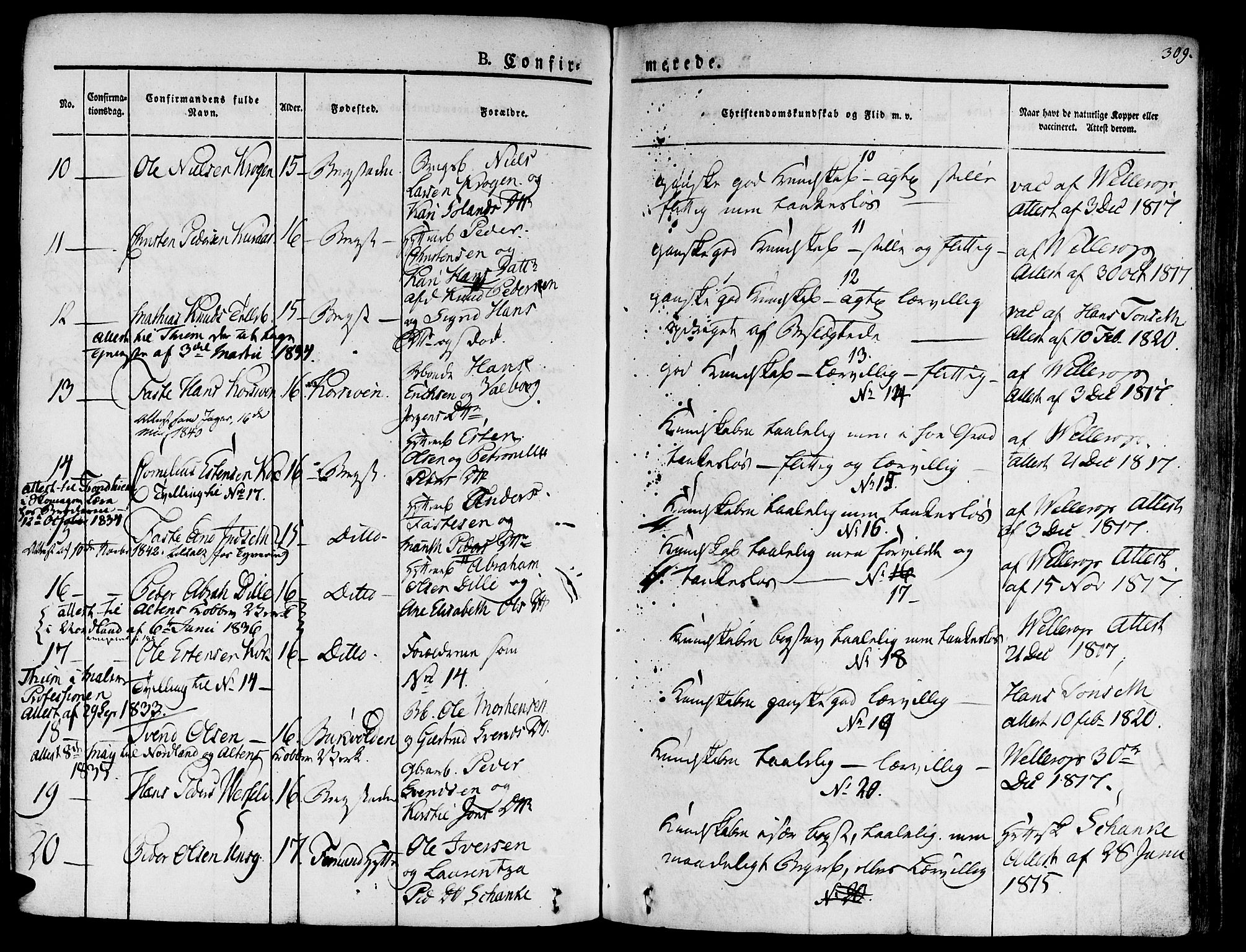 Ministerialprotokoller, klokkerbøker og fødselsregistre - Sør-Trøndelag, SAT/A-1456/681/L0930: Parish register (official) no. 681A08, 1829-1844, p. 309