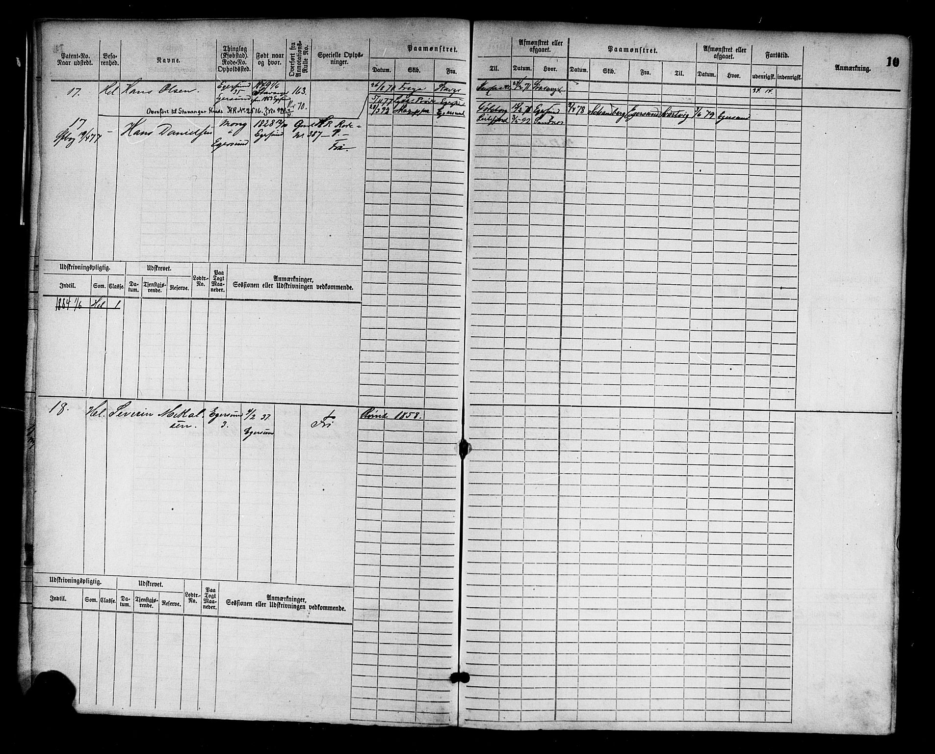 Egersund mønstringskrets, AV/SAK-2031-0019/F/Fb/L0001: Hovedrulle nr 1-666, O-3, 1868-1920, p. 11