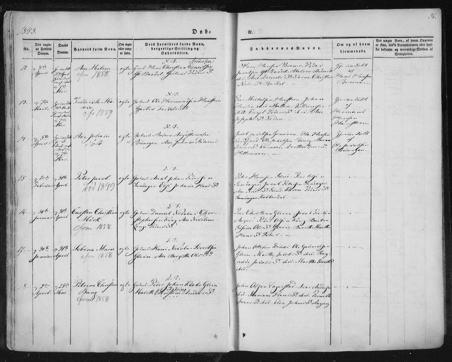 Ministerialprotokoller, klokkerbøker og fødselsregistre - Nordland, AV/SAT-A-1459/838/L0549: Parish register (official) no. 838A07, 1840-1854, p. 36