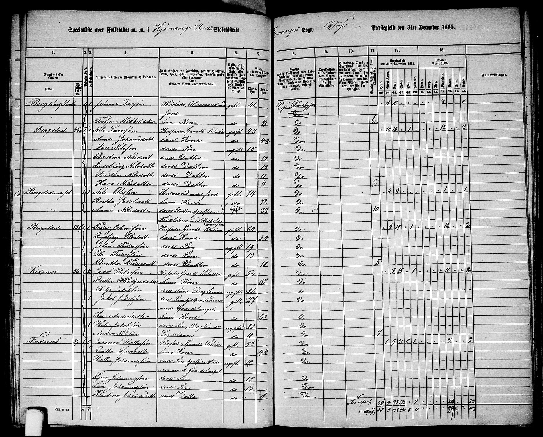 RA, 1865 census for Voss, 1865, p. 337