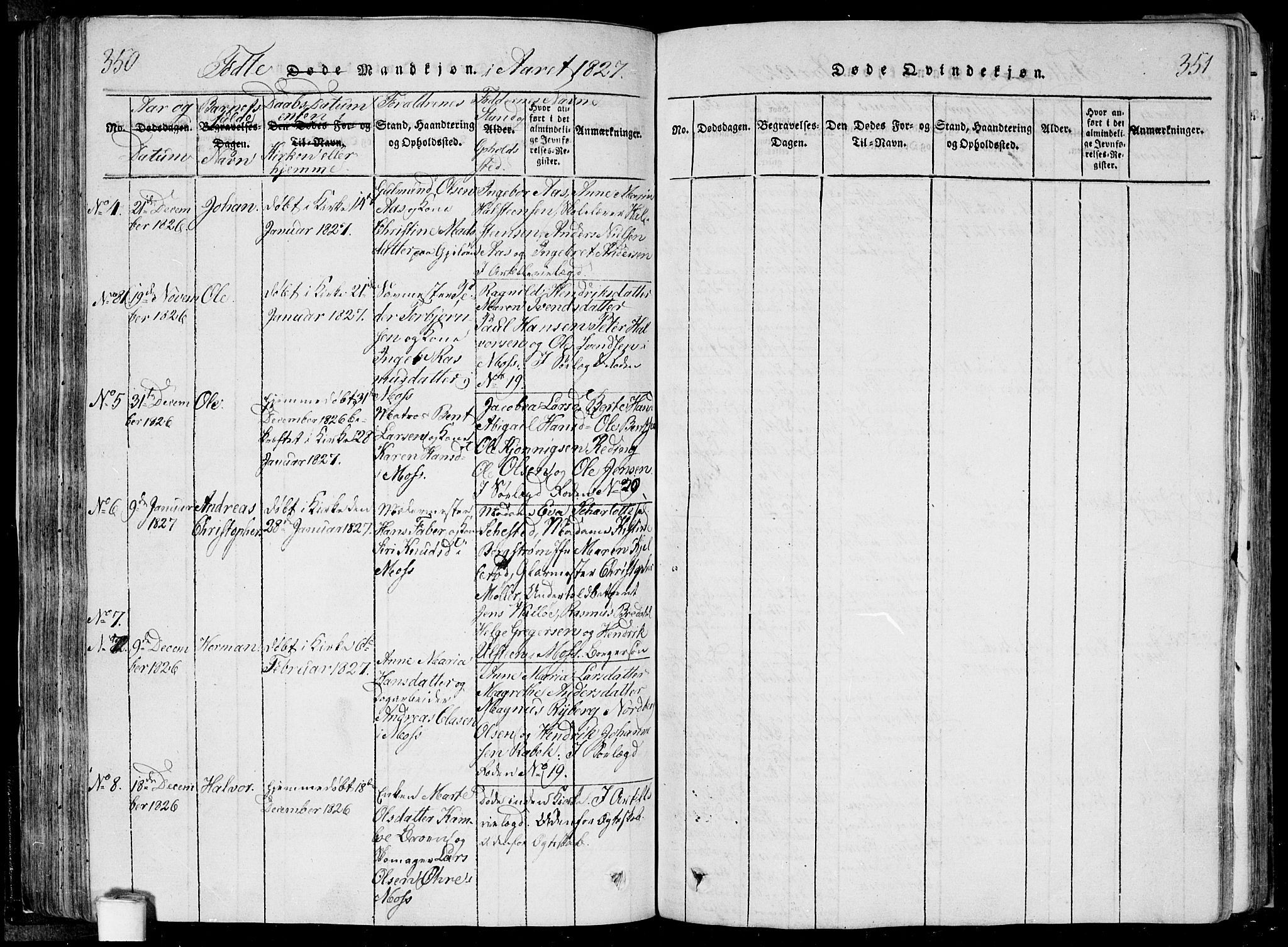 Moss prestekontor Kirkebøker, SAO/A-2003/F/Fa/L0005: Parish register (official) no. I 5, 1814-1828, p. 350-351