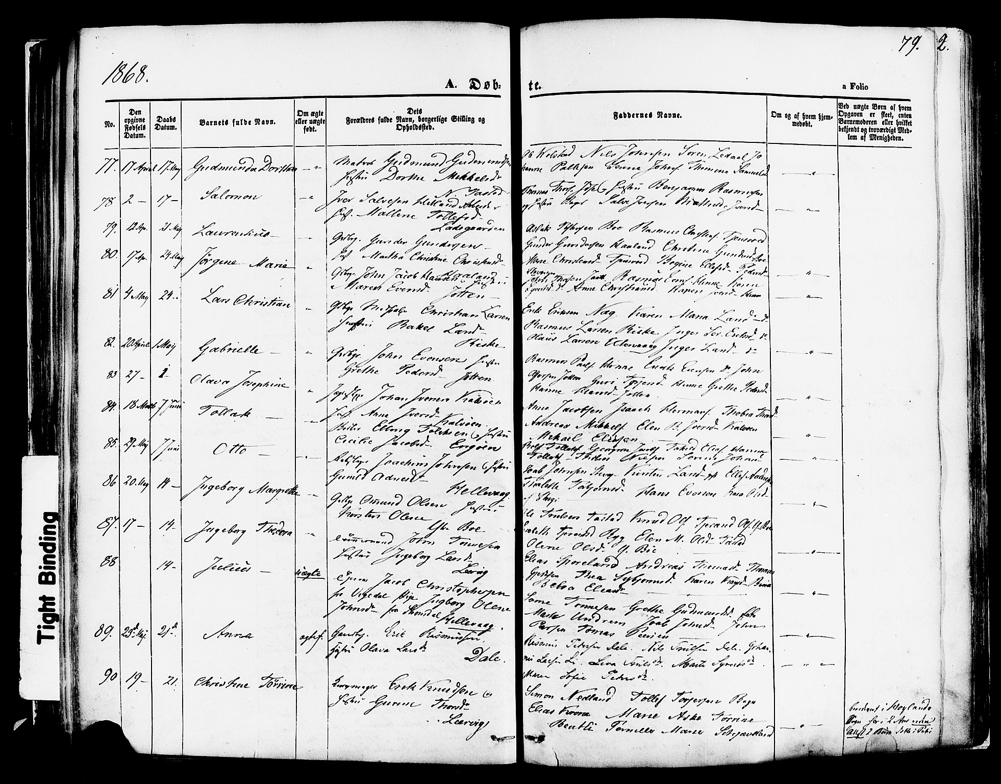 Hetland sokneprestkontor, AV/SAST-A-101826/30/30BA/L0003: Parish register (official) no. A 3, 1862-1876, p. 79