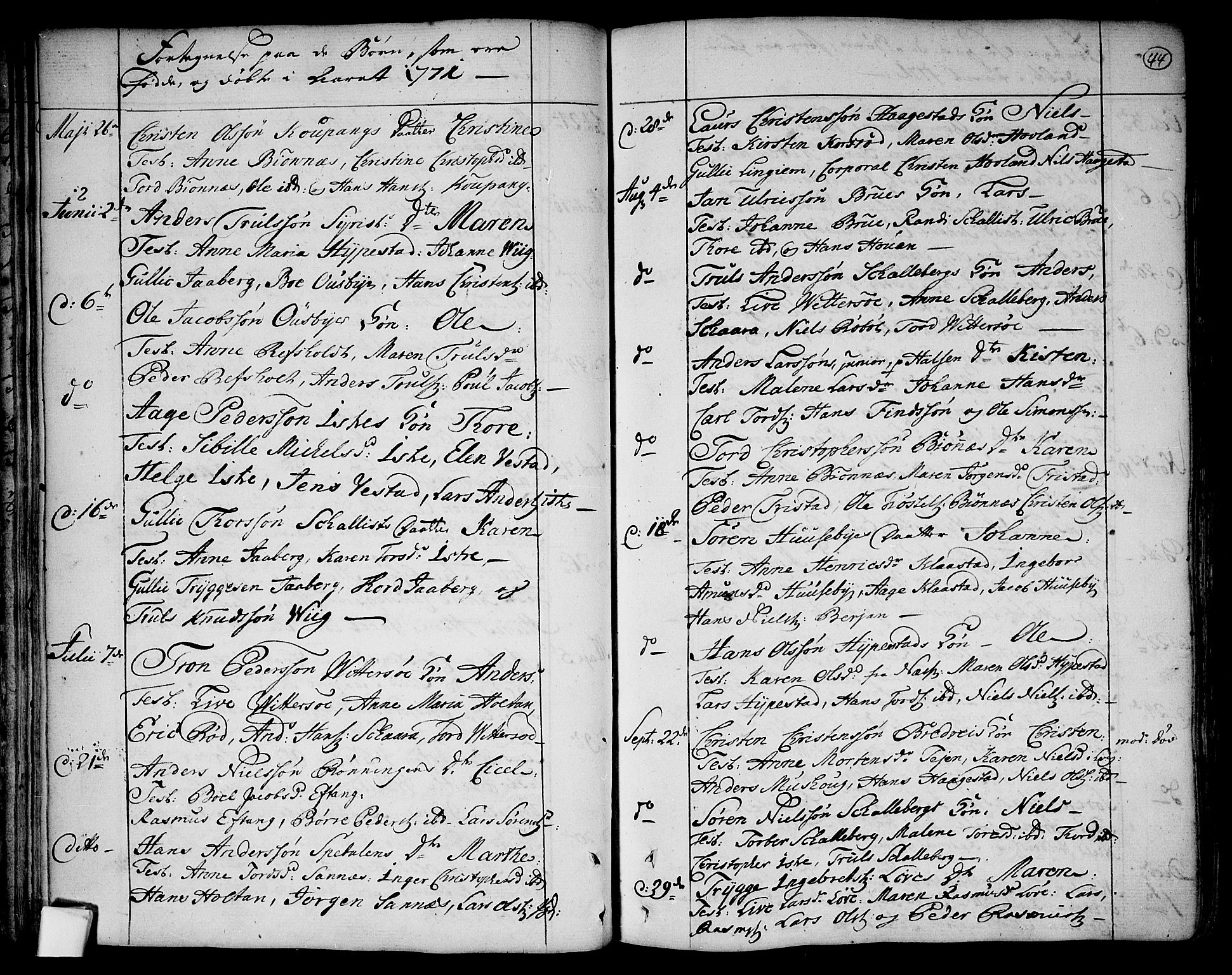 Tjølling kirkebøker, SAKO/A-60/F/Fa/L0003: Parish register (official) no. 3, 1735-1778, p. 44