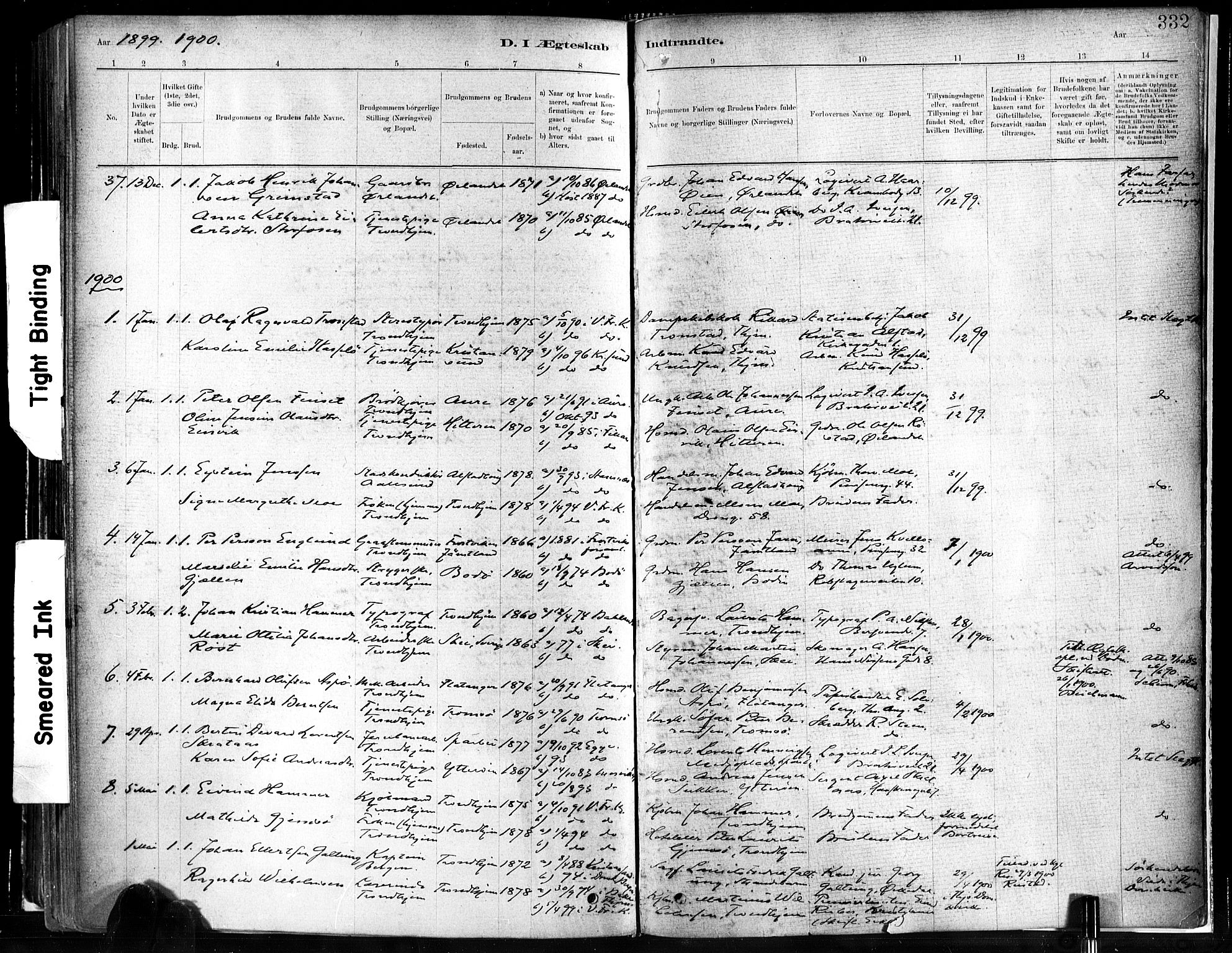Ministerialprotokoller, klokkerbøker og fødselsregistre - Sør-Trøndelag, SAT/A-1456/602/L0119: Parish register (official) no. 602A17, 1880-1901, p. 332