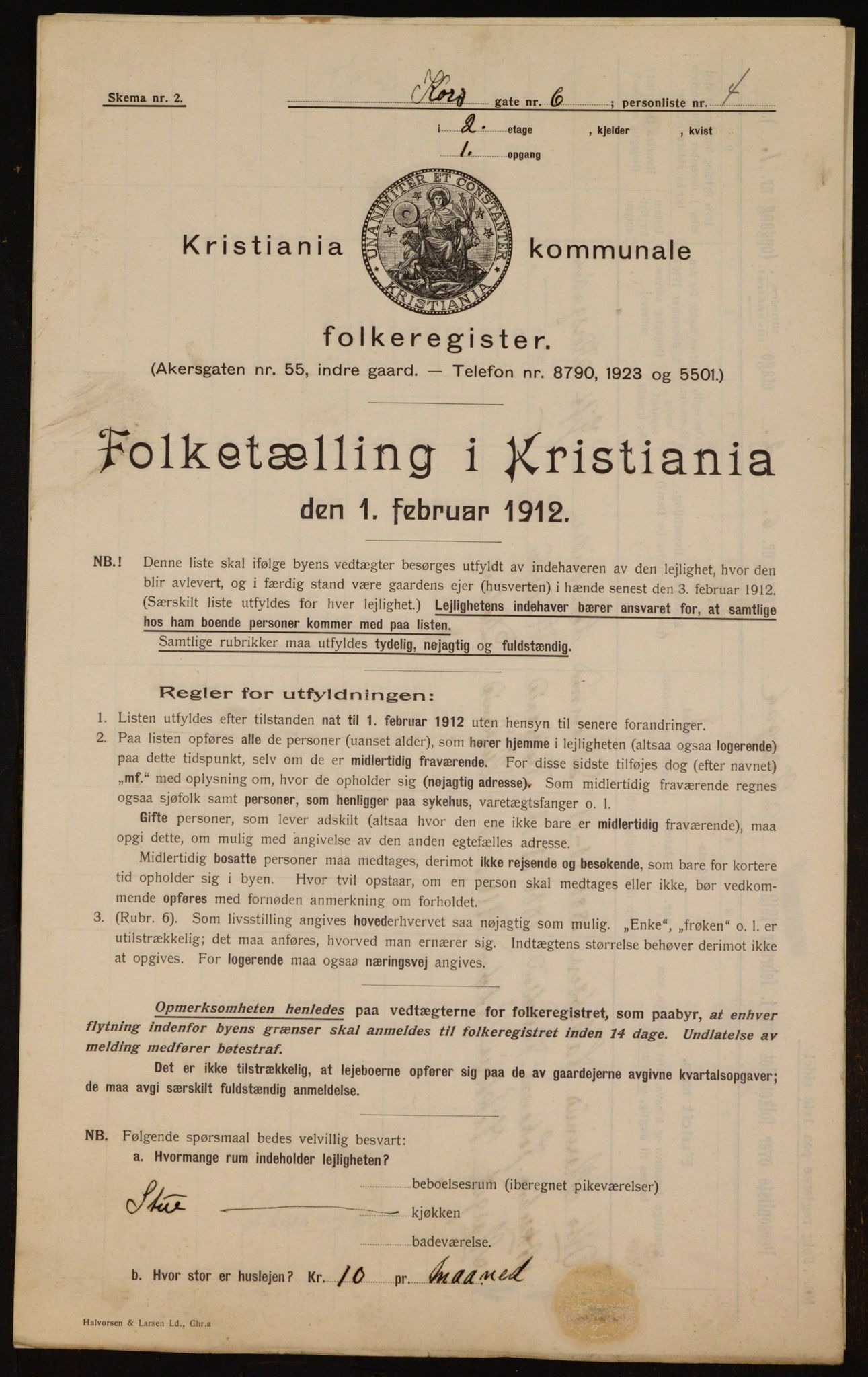 OBA, Municipal Census 1912 for Kristiania, 1912, p. 53710