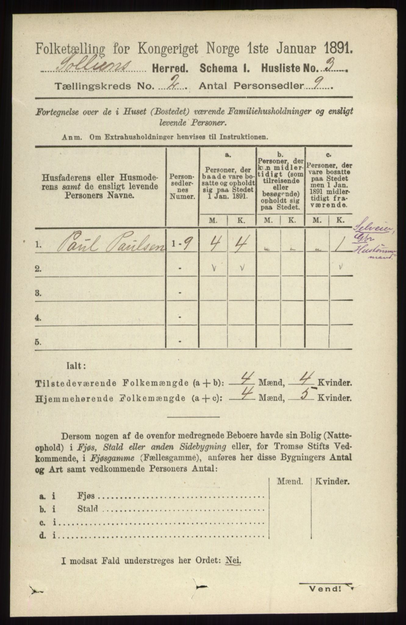 RA, 1891 census for 0431 Sollia, 1891, p. 338