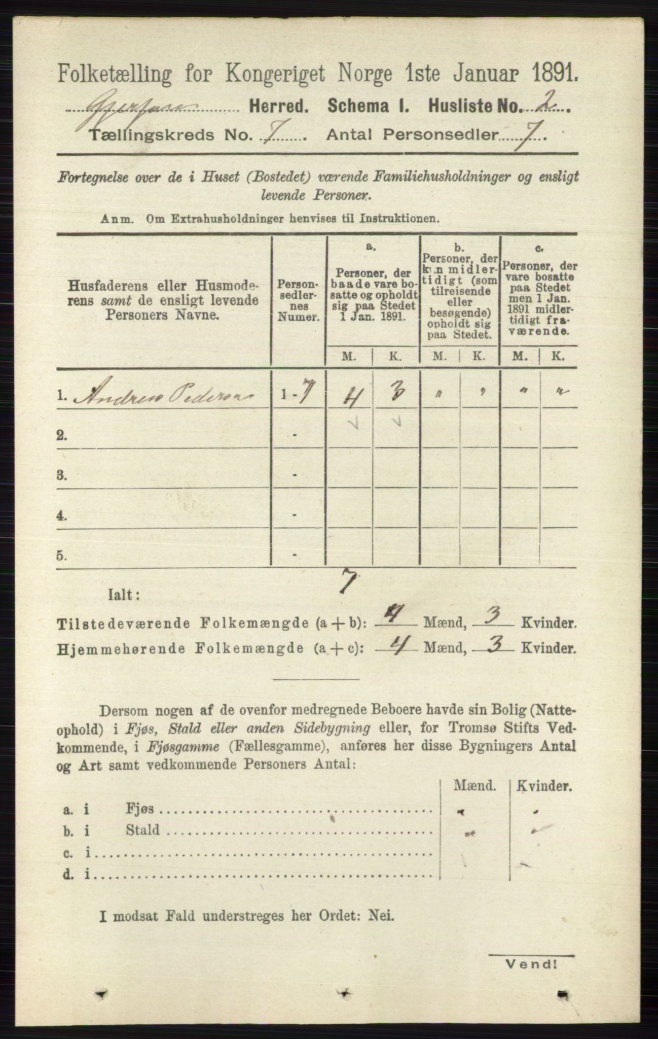 RA, 1891 census for 0812 Gjerpen, 1891, p. 3309