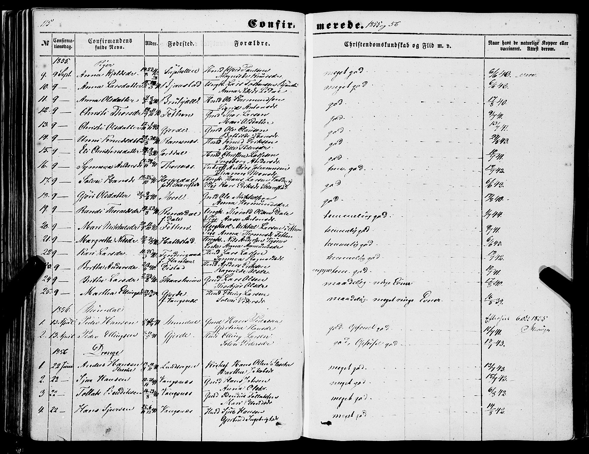 Balestrand sokneprestembete, SAB/A-79601/H/Haa/Haaa/L0002: Parish register (official) no. A 2, 1847-1866, p. 115