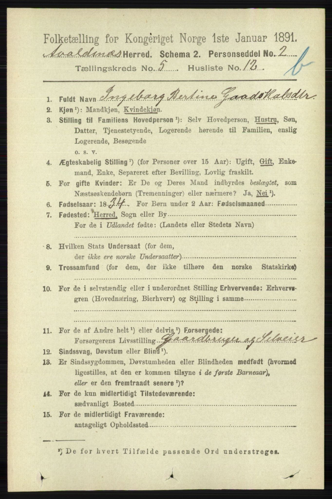 RA, 1891 census for 1147 Avaldsnes, 1891, p. 3080