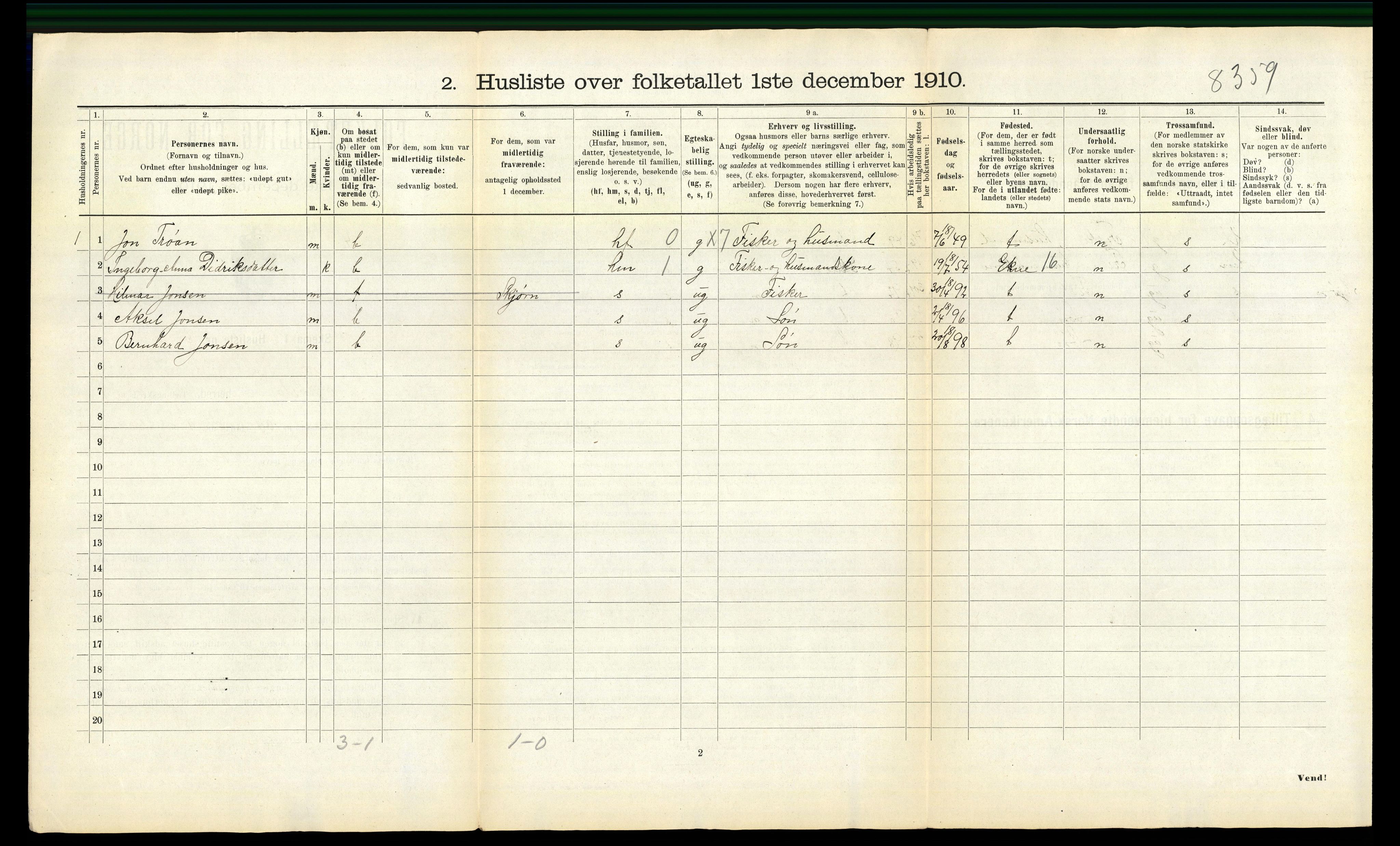 RA, 1910 census for Frosta, 1910, p. 44