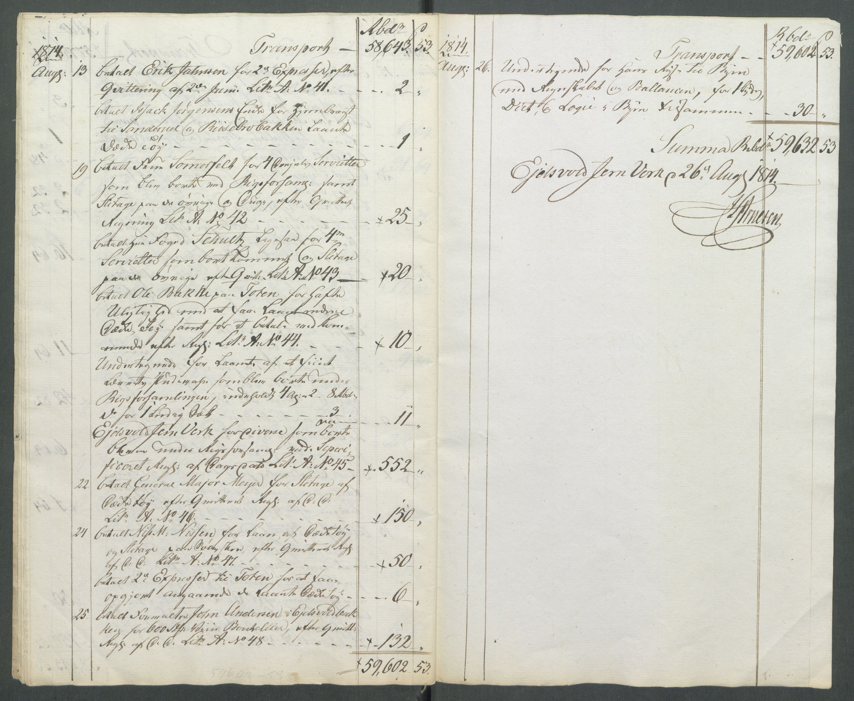 5. departement for finans-, handels- og tollfaget, AV/RA-S-3893/C/Cb/L0014: Regninger fra Riksforsamlingens deputerede, 1814, p. 25