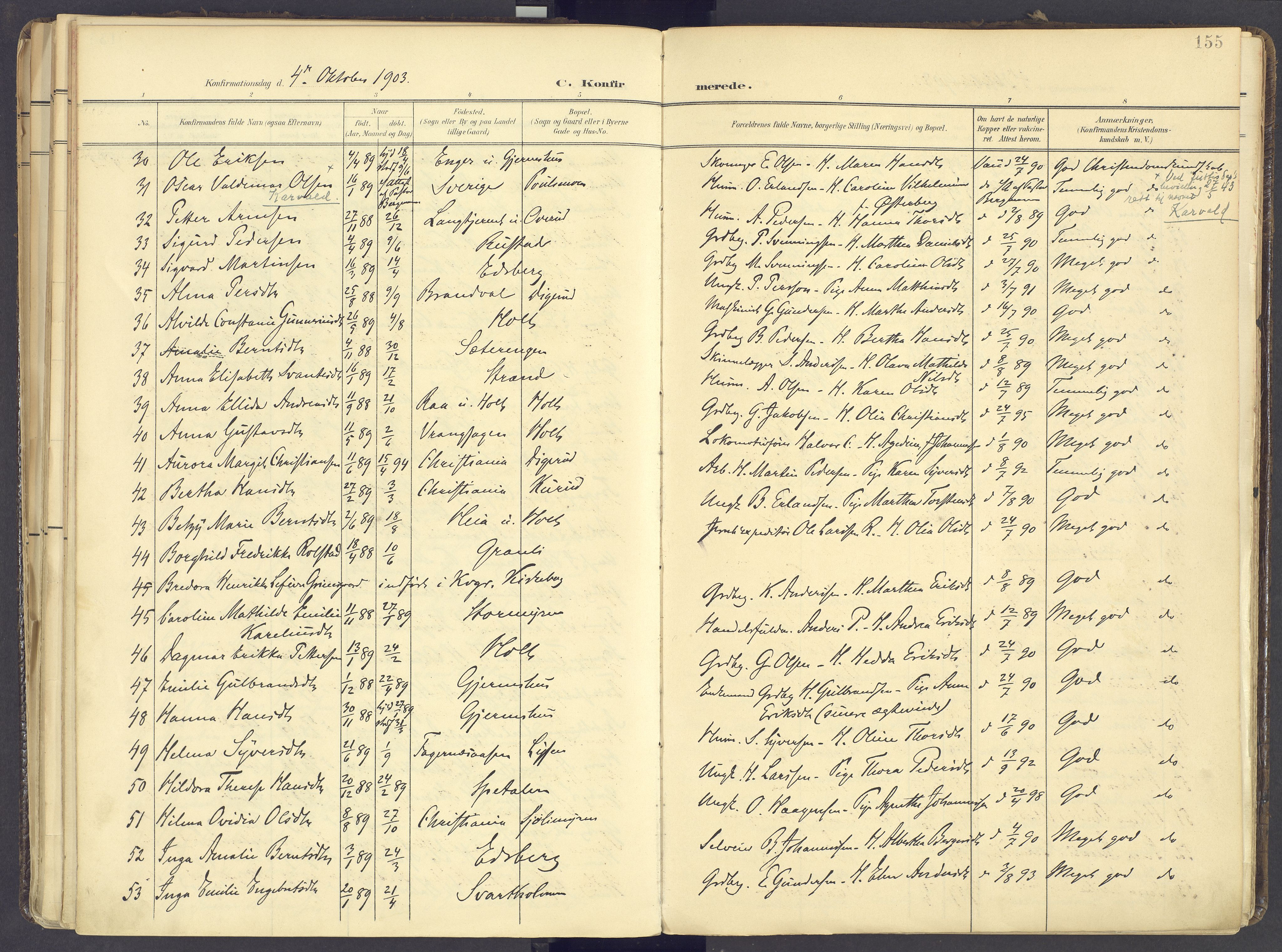 Vinger prestekontor, AV/SAH-PREST-024/H/Ha/Haa/L0017: Parish register (official) no. 17, 1901-1927, p. 155