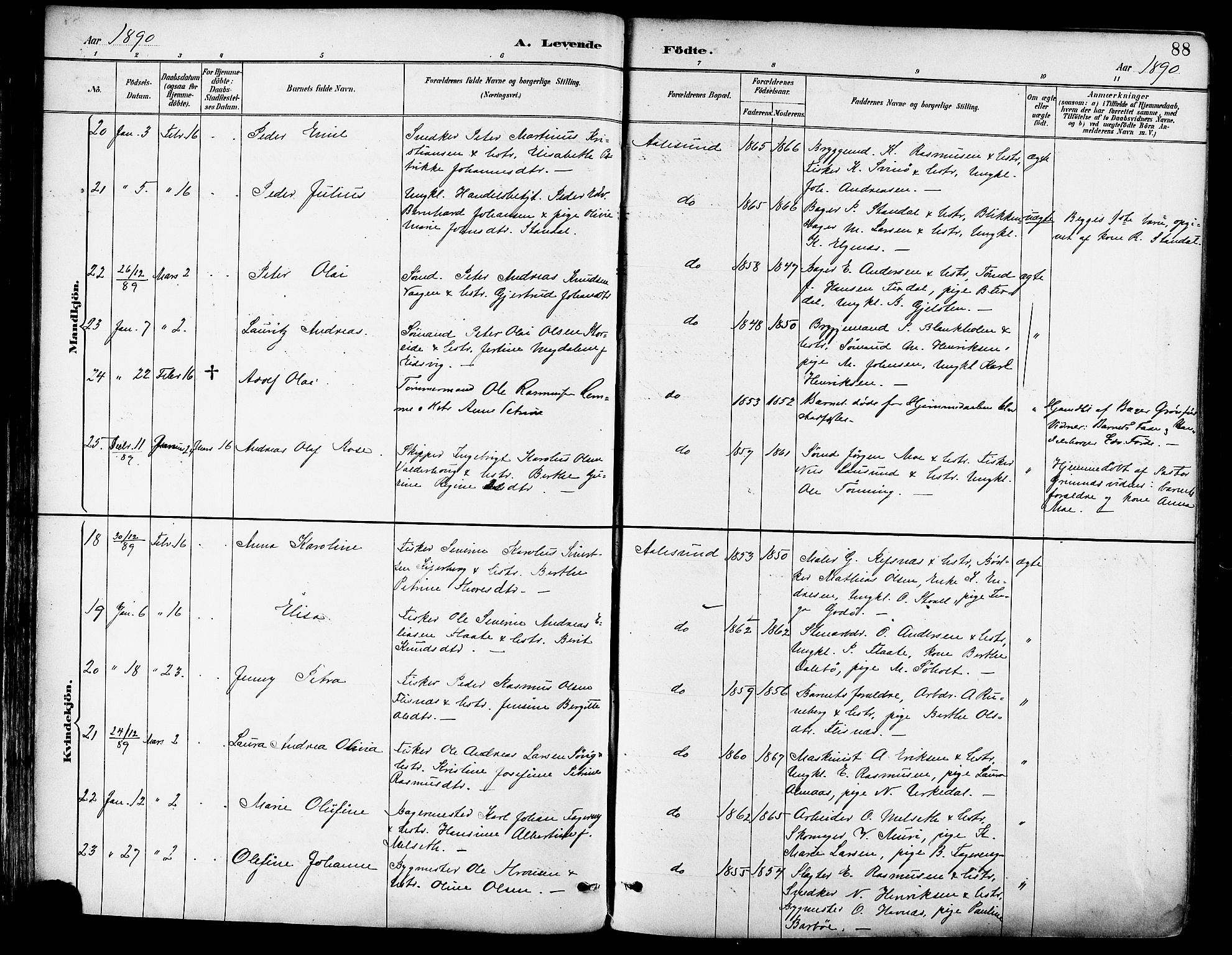 Ministerialprotokoller, klokkerbøker og fødselsregistre - Møre og Romsdal, AV/SAT-A-1454/529/L0455: Parish register (official) no. 529A05, 1885-1893, p. 88