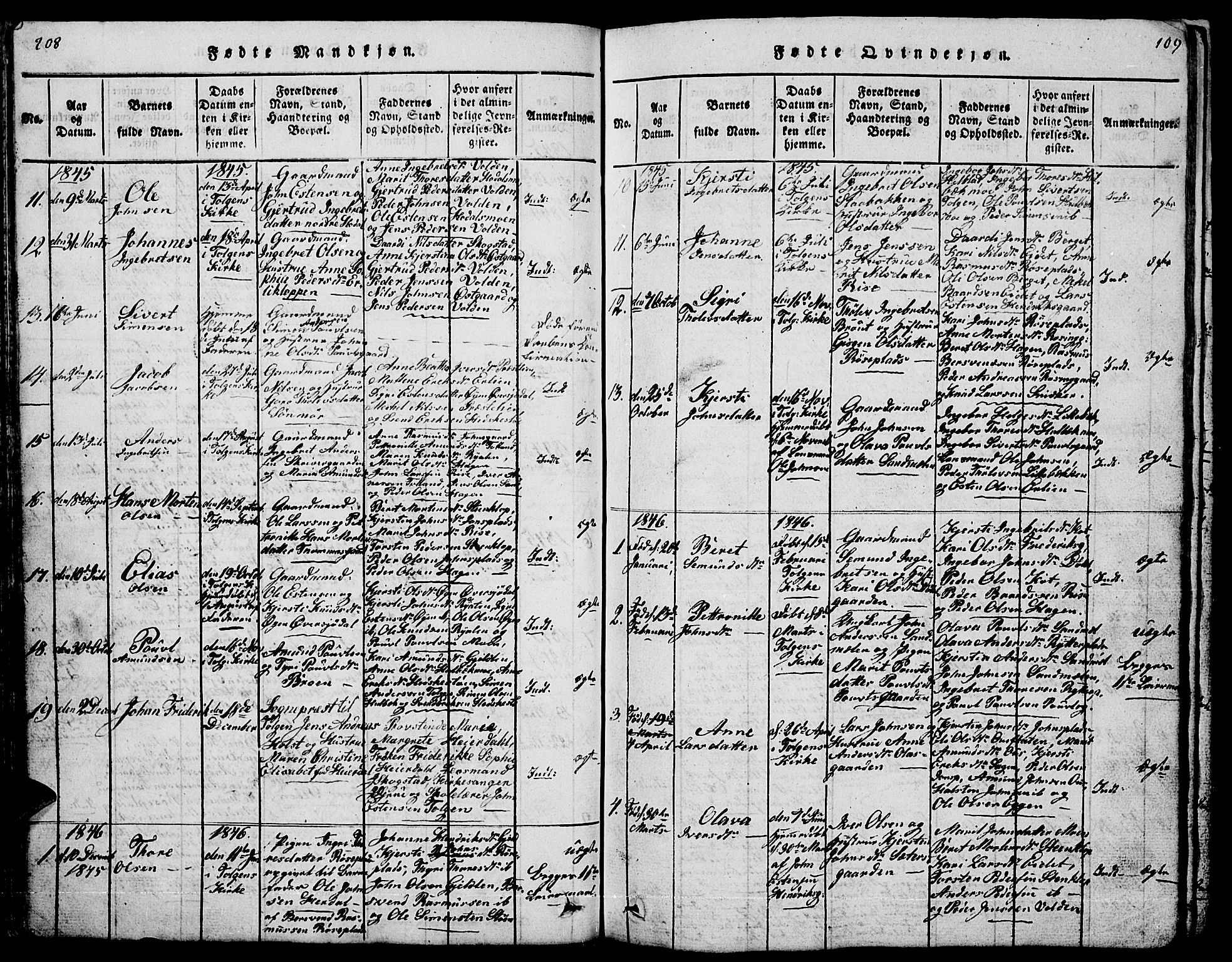 Tolga prestekontor, AV/SAH-PREST-062/L/L0001: Parish register (copy) no. 1, 1814-1877, p. 108-109