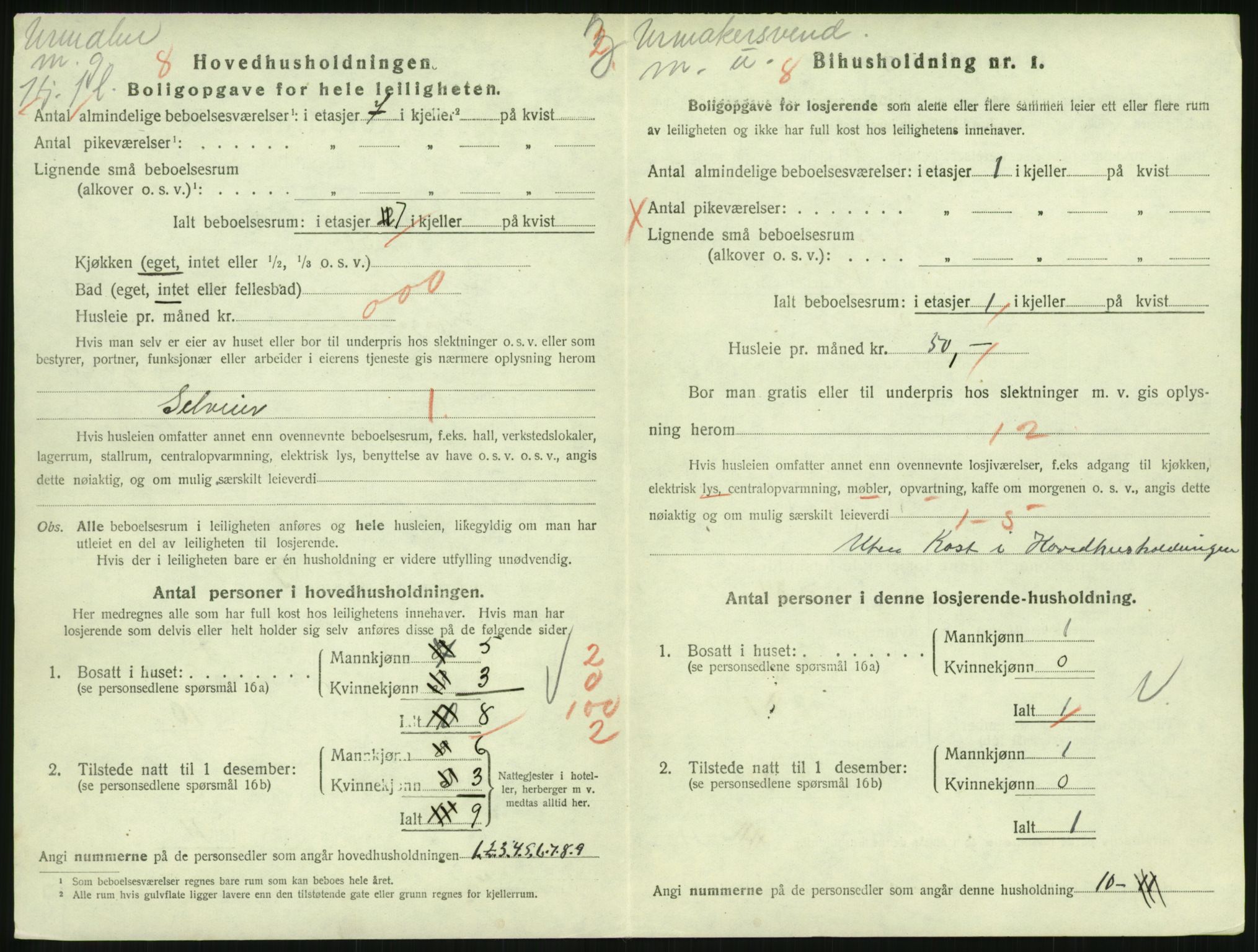 SAH, 1920 census for Lillehammer, 1920, p. 3019