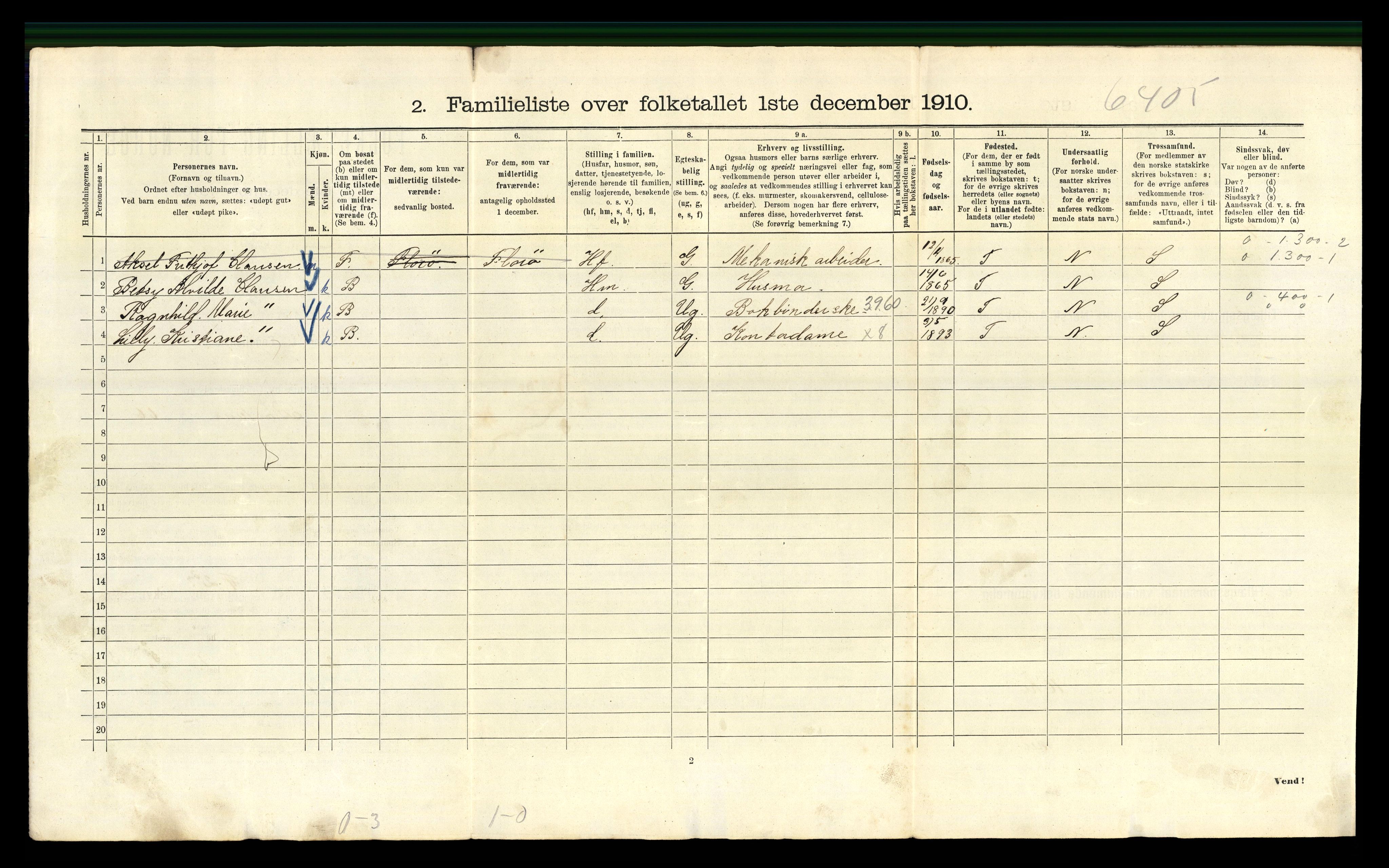 RA, 1910 census for Kristiania, 1910, p. 10254