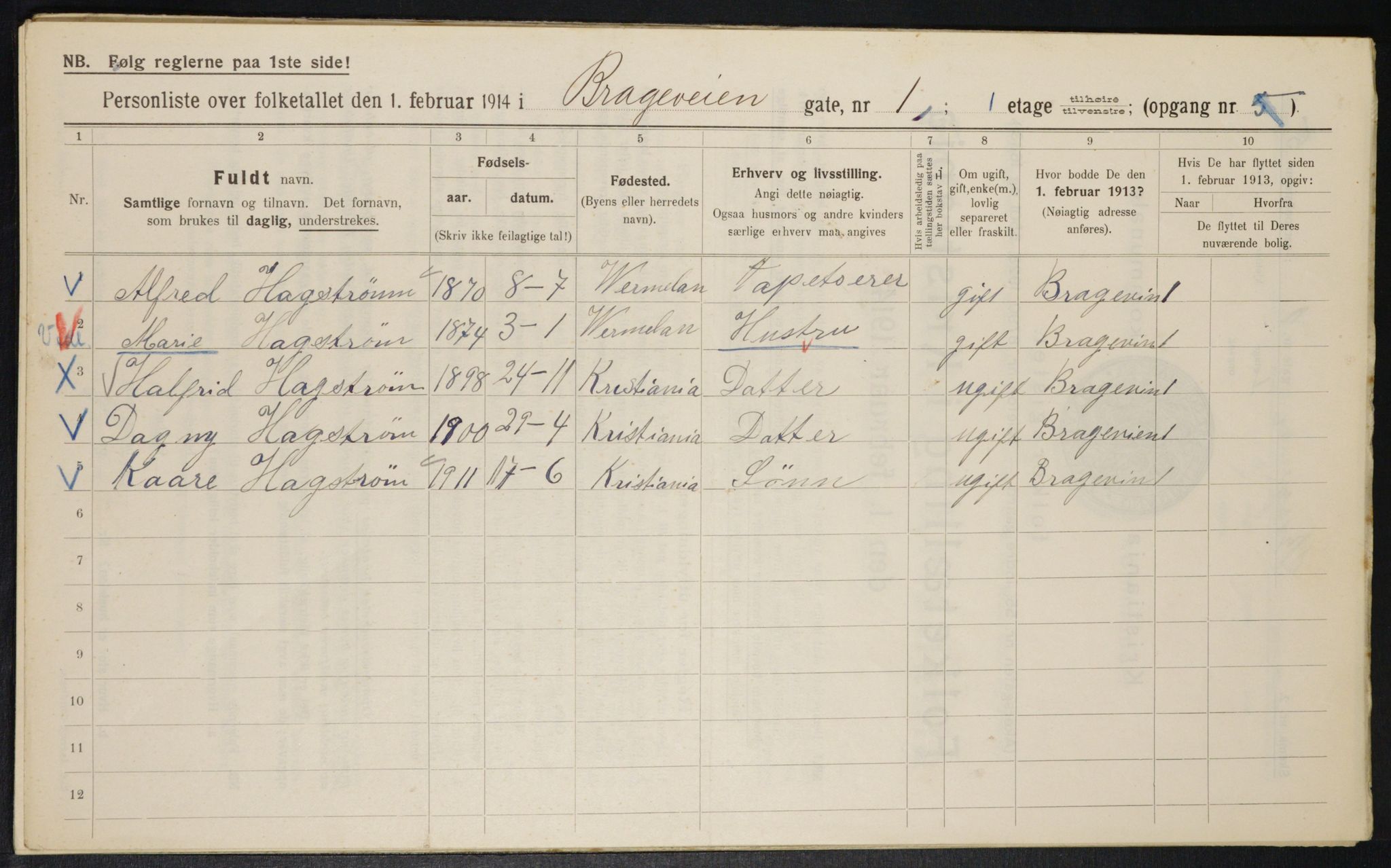 OBA, Municipal Census 1914 for Kristiania, 1914, p. 8067