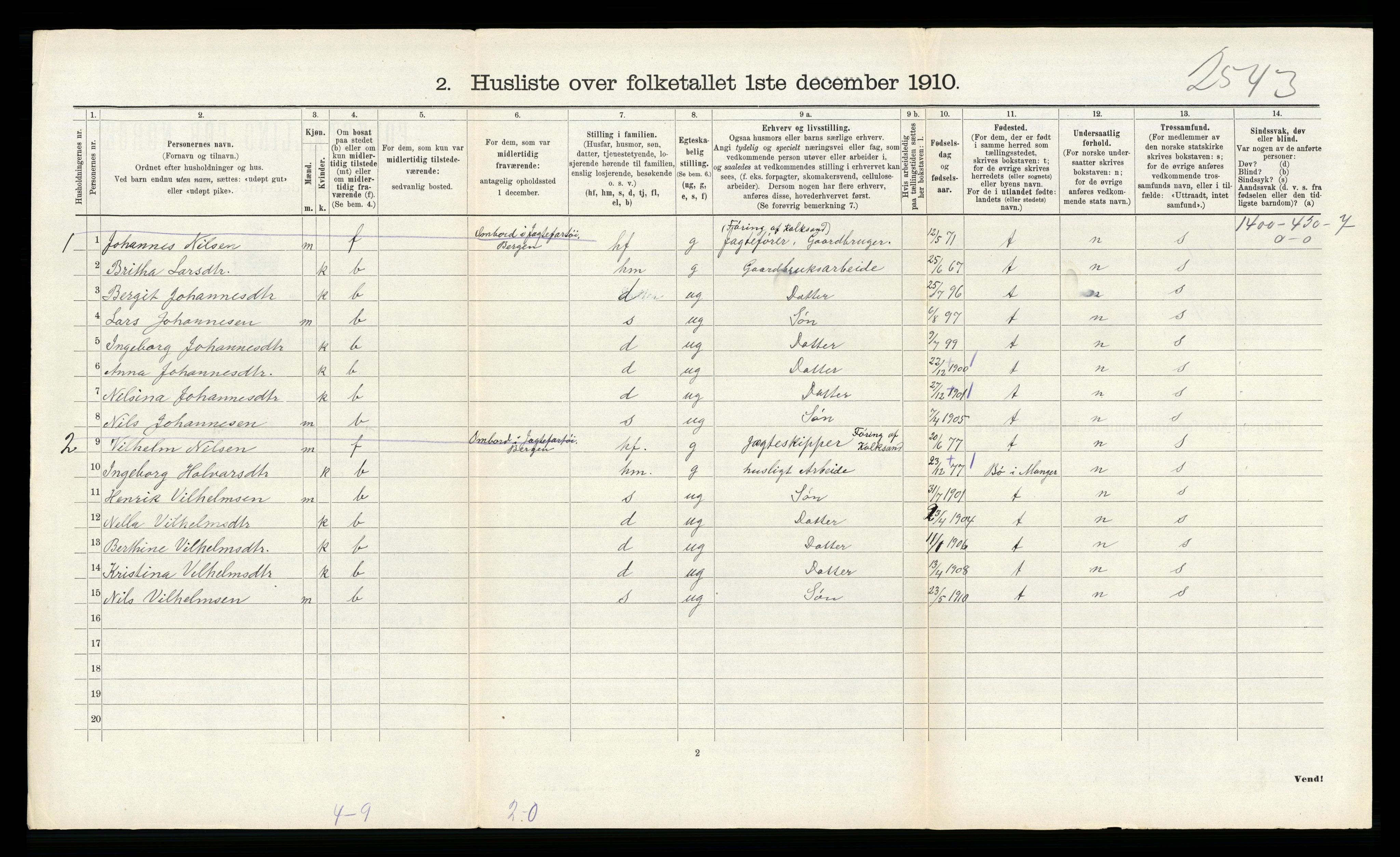 RA, 1910 census for Hosanger, 1910, p. 369