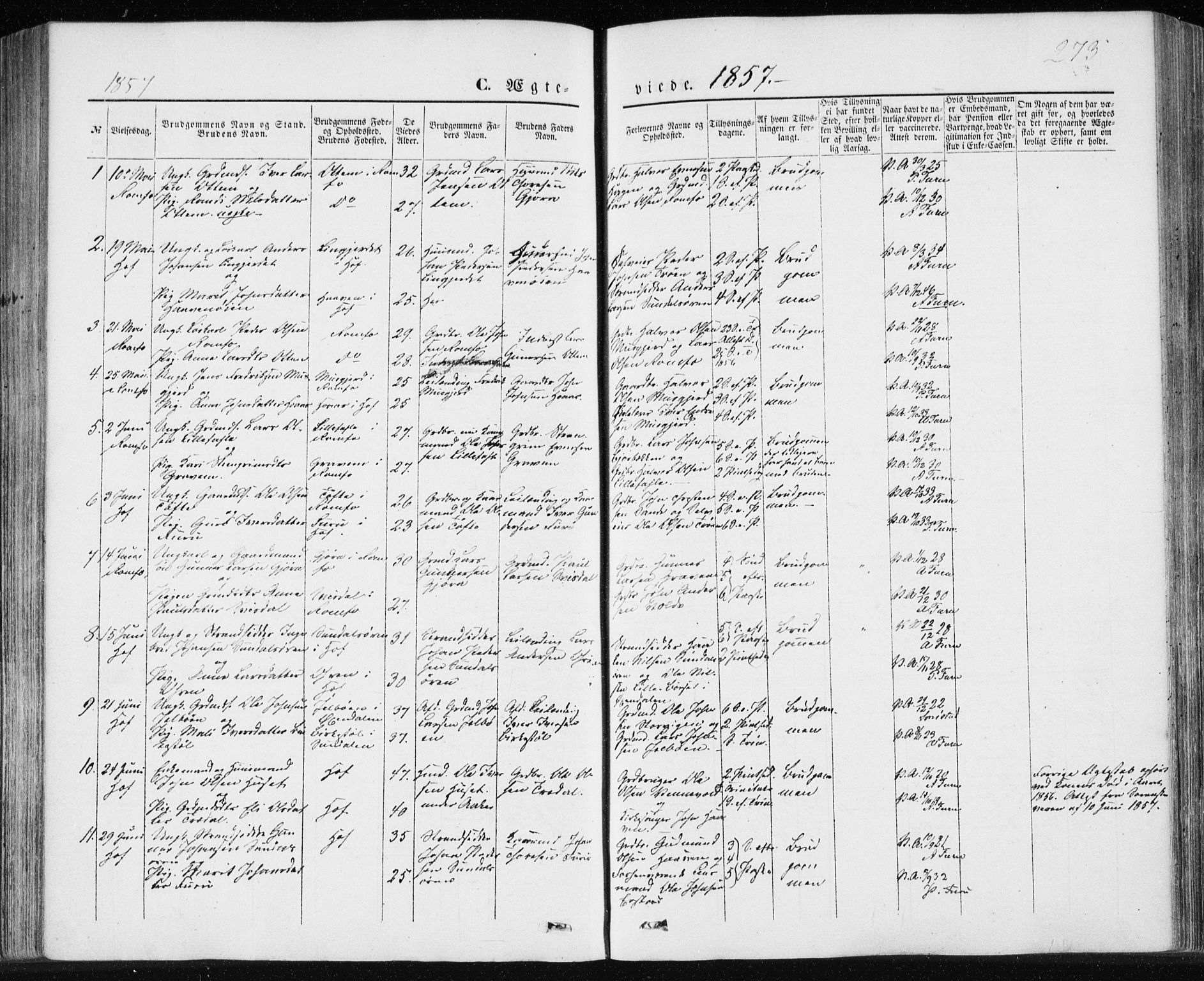 Ministerialprotokoller, klokkerbøker og fødselsregistre - Møre og Romsdal, SAT/A-1454/590/L1013: Parish register (official) no. 590A05, 1847-1877, p. 273