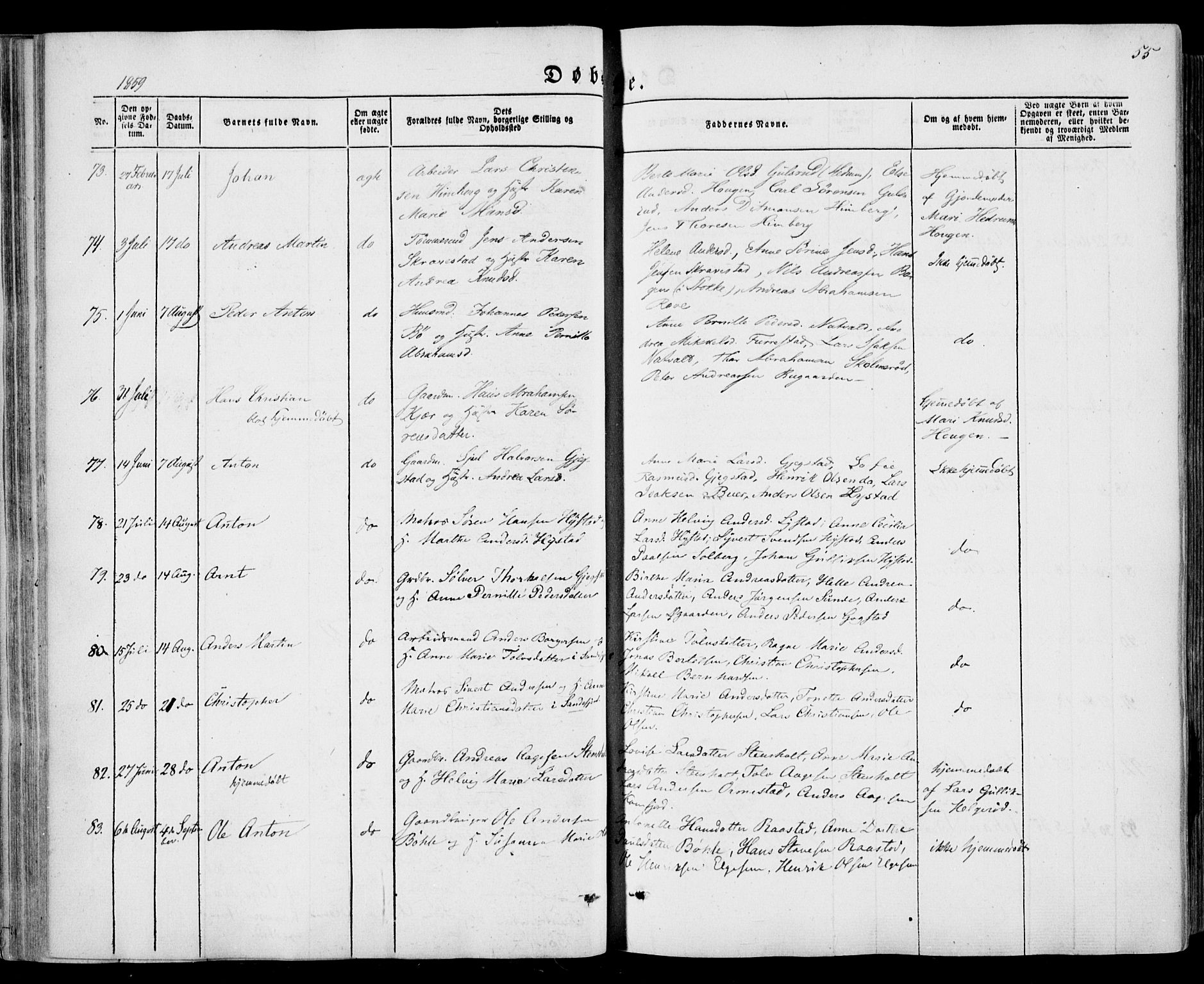 Sandar kirkebøker, AV/SAKO-A-243/F/Fa/L0007: Parish register (official) no. 7, 1855-1861, p. 55