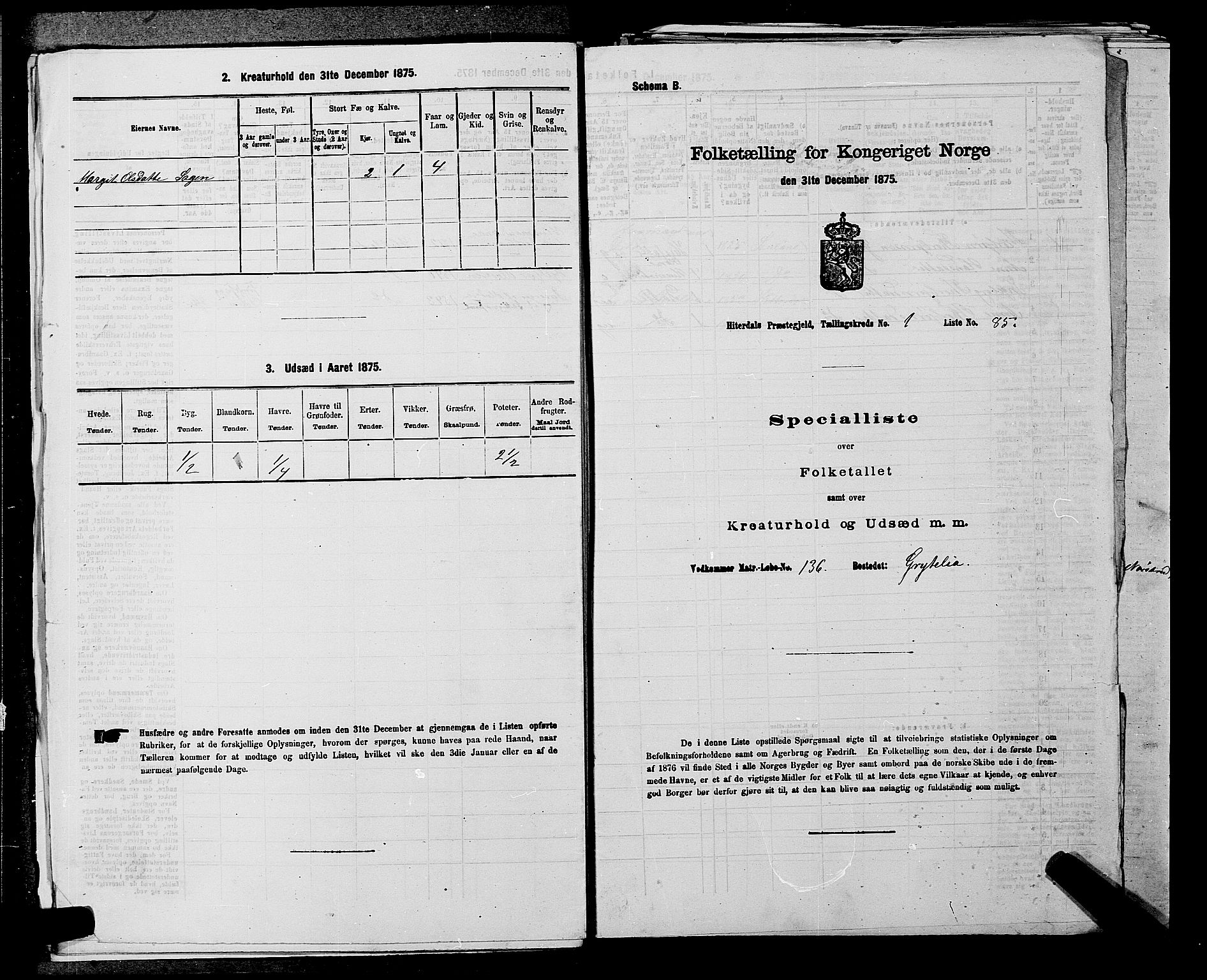 SAKO, 1875 census for 0823P Heddal, 1875, p. 211