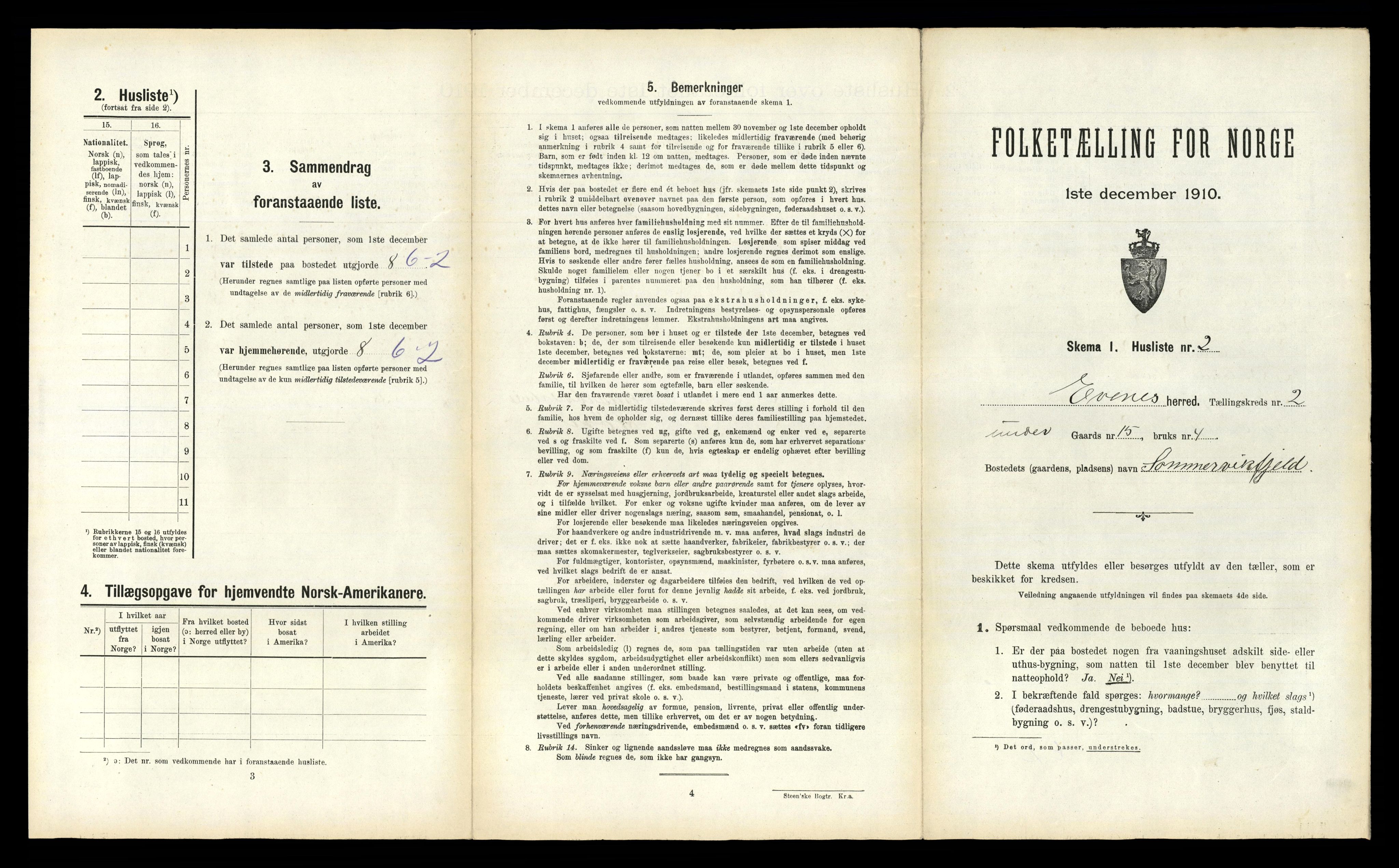 RA, 1910 census for Evenes, 1910, p. 249