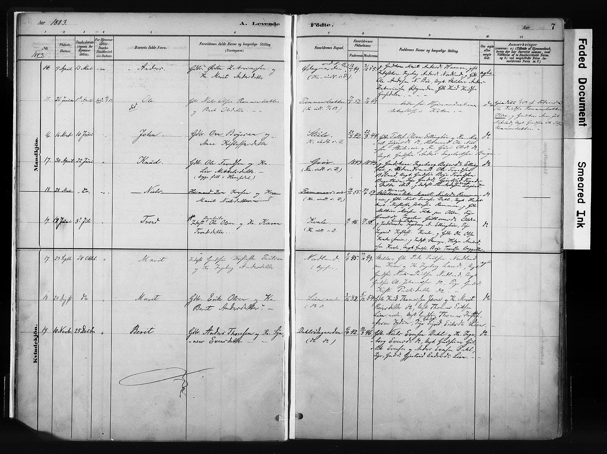 Vang prestekontor, Valdres, AV/SAH-PREST-140/H/Ha/L0008: Parish register (official) no. 8, 1882-1910, p. 7