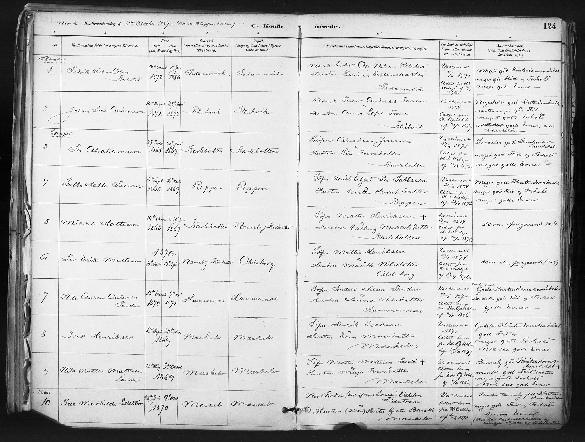 Nesseby sokneprestkontor, AV/SATØ-S-1330/H/Ha/L0006kirke: Parish register (official) no. 6, 1885-1985, p. 124