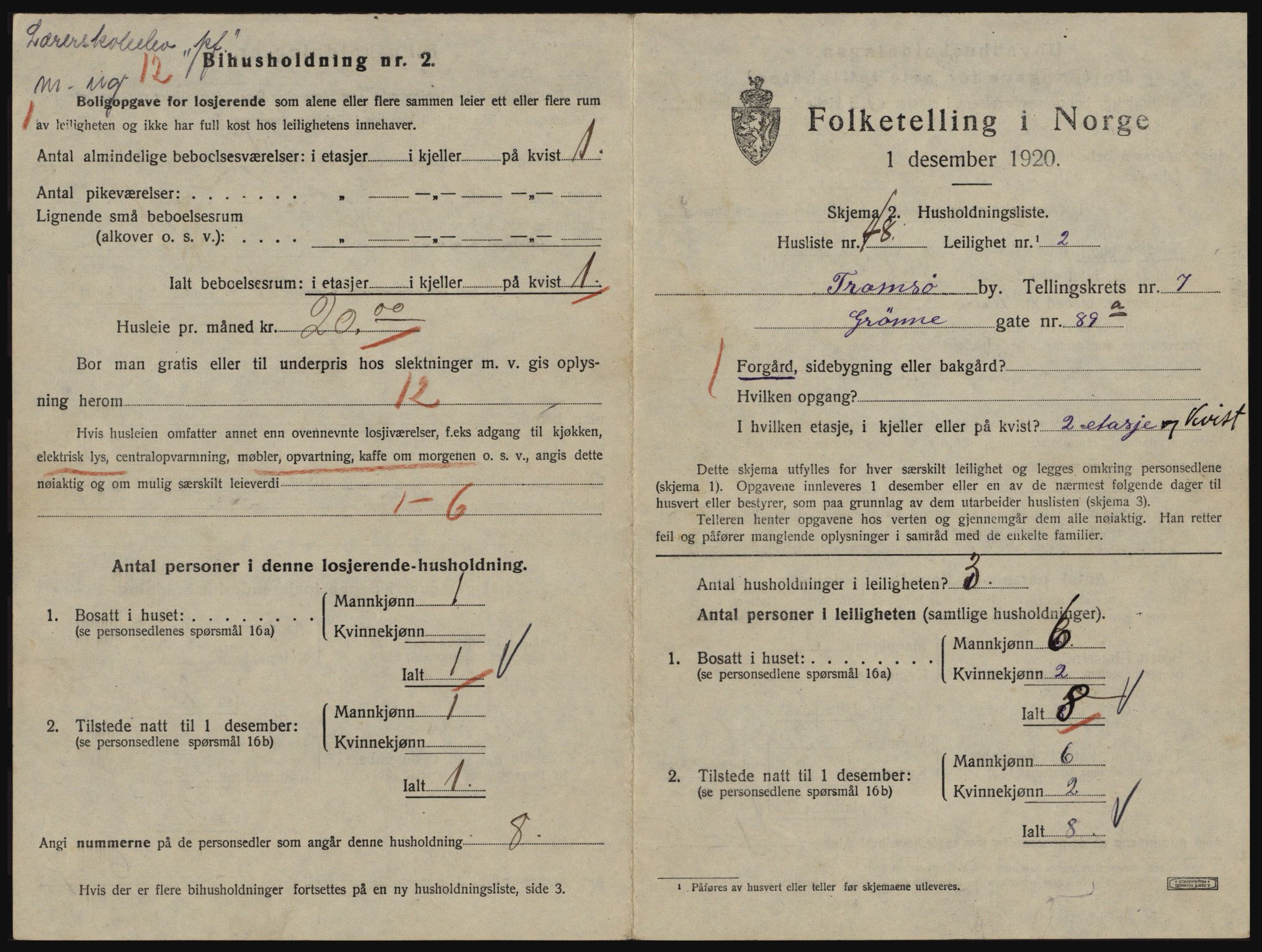 SATØ, 1920 census for Tromsø, 1920, p. 4327