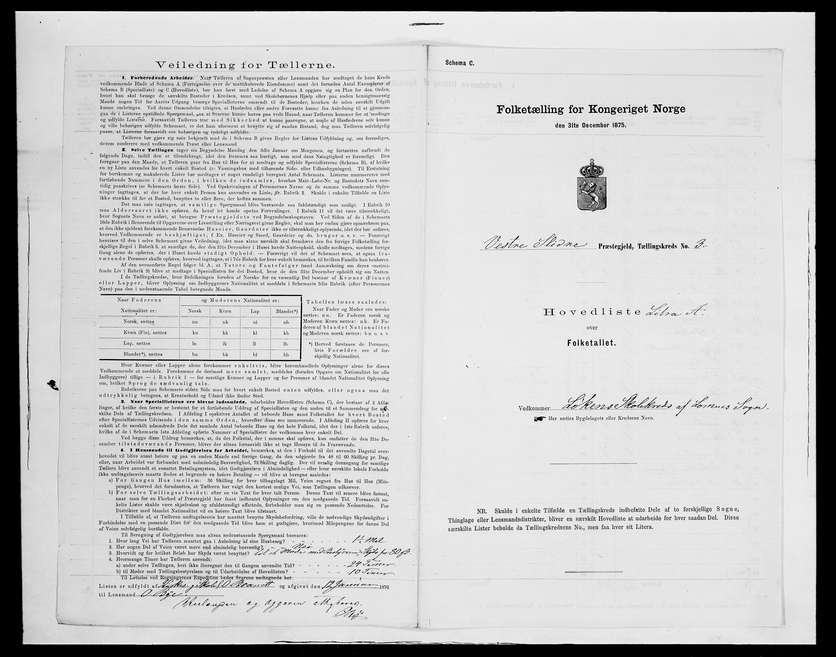 SAH, 1875 census for 0543P Vestre Slidre, 1875, p. 19