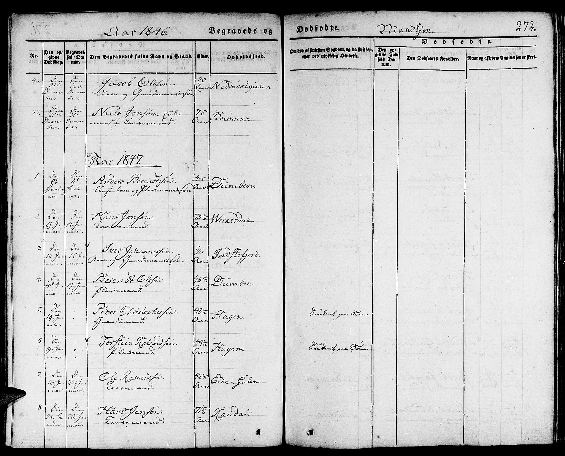 Gulen sokneprestembete, AV/SAB-A-80201/H/Haa/Haaa/L0020: Parish register (official) no. A 20, 1837-1847, p. 272