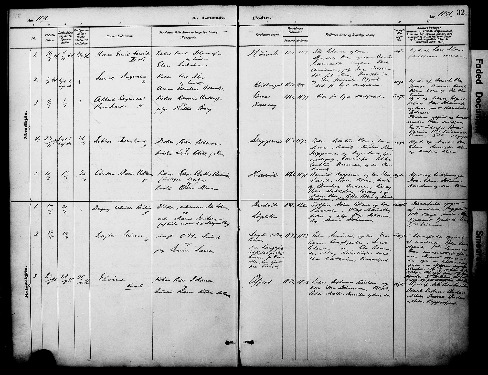 Loppa sokneprestkontor, SATØ/S-1339/H/Ha/L0008kirke: Parish register (official) no. 8, 1889-1907, p. 32