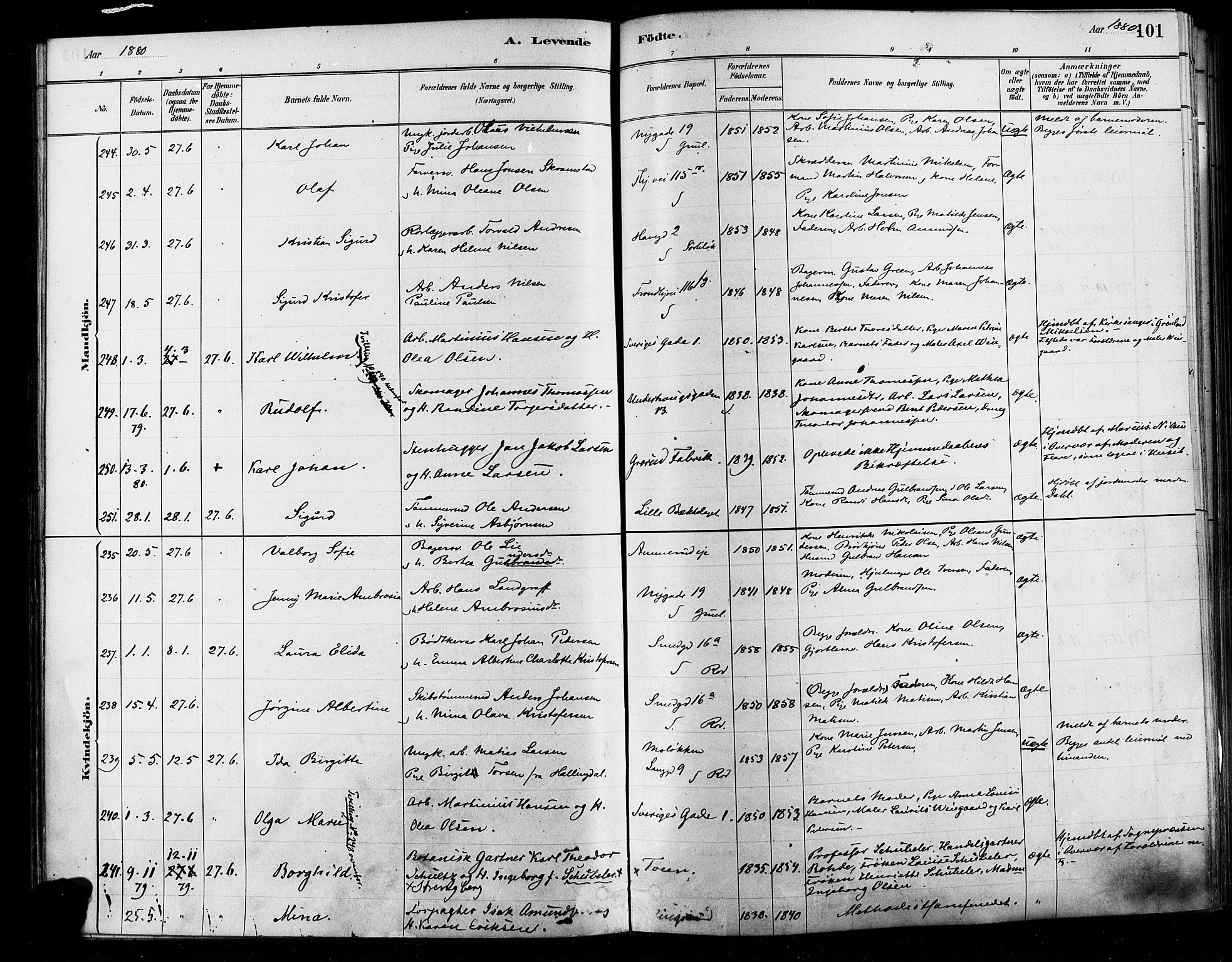 Østre Aker prestekontor Kirkebøker, SAO/A-10840/F/Fa/L0006: Parish register (official) no. I 5, 1879-1882, p. 101