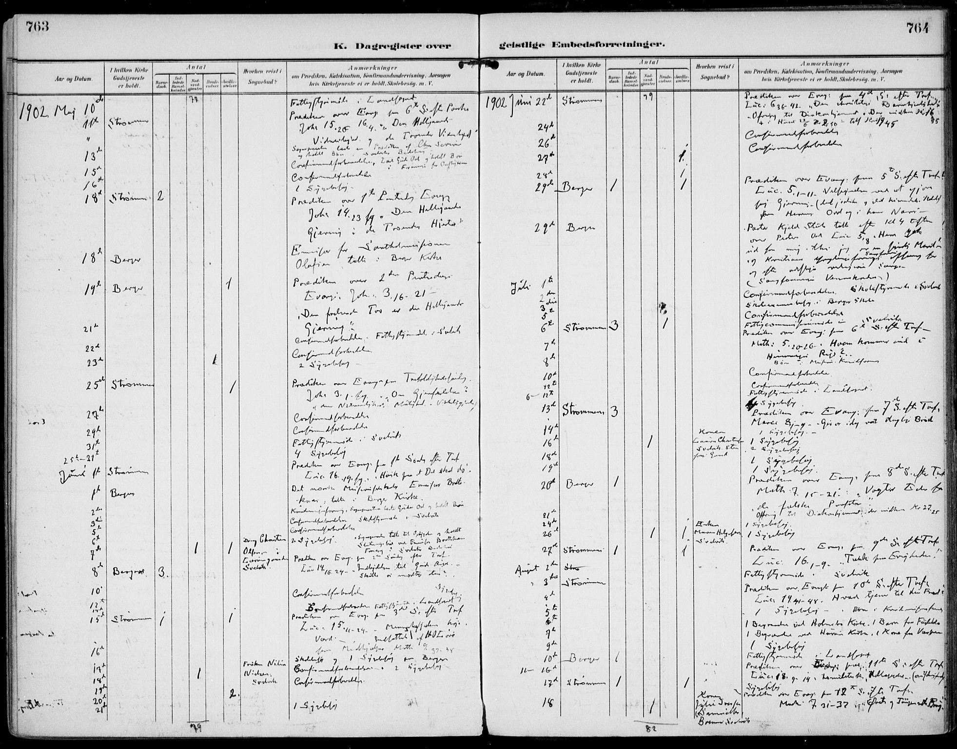 Strømm kirkebøker, AV/SAKO-A-322/F/Fa/L0005: Parish register (official) no. I 5, 1898-1919, p. 763-764