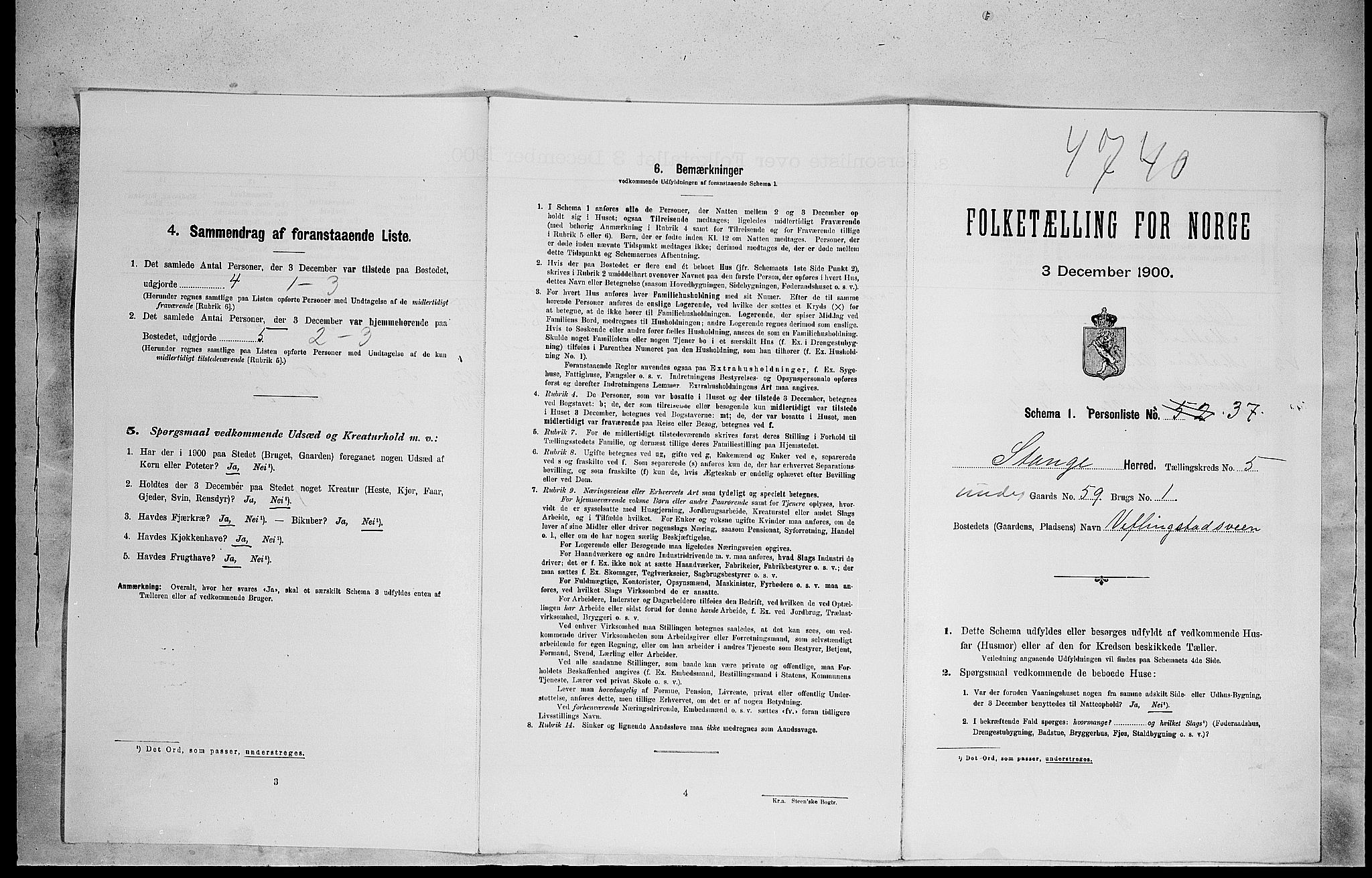 SAH, 1900 census for Stange, 1900, p. 1057