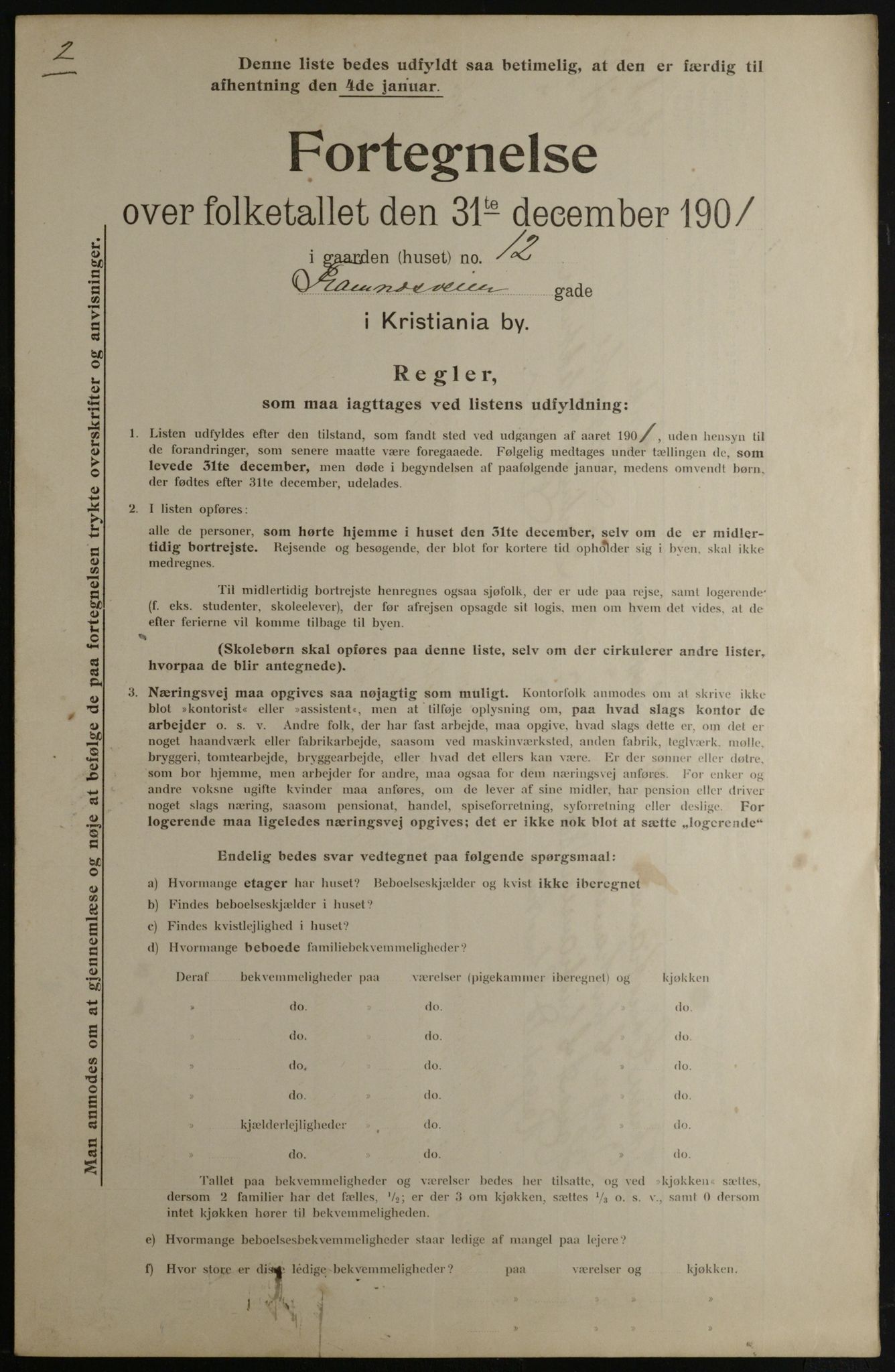 OBA, Municipal Census 1901 for Kristiania, 1901, p. 4117