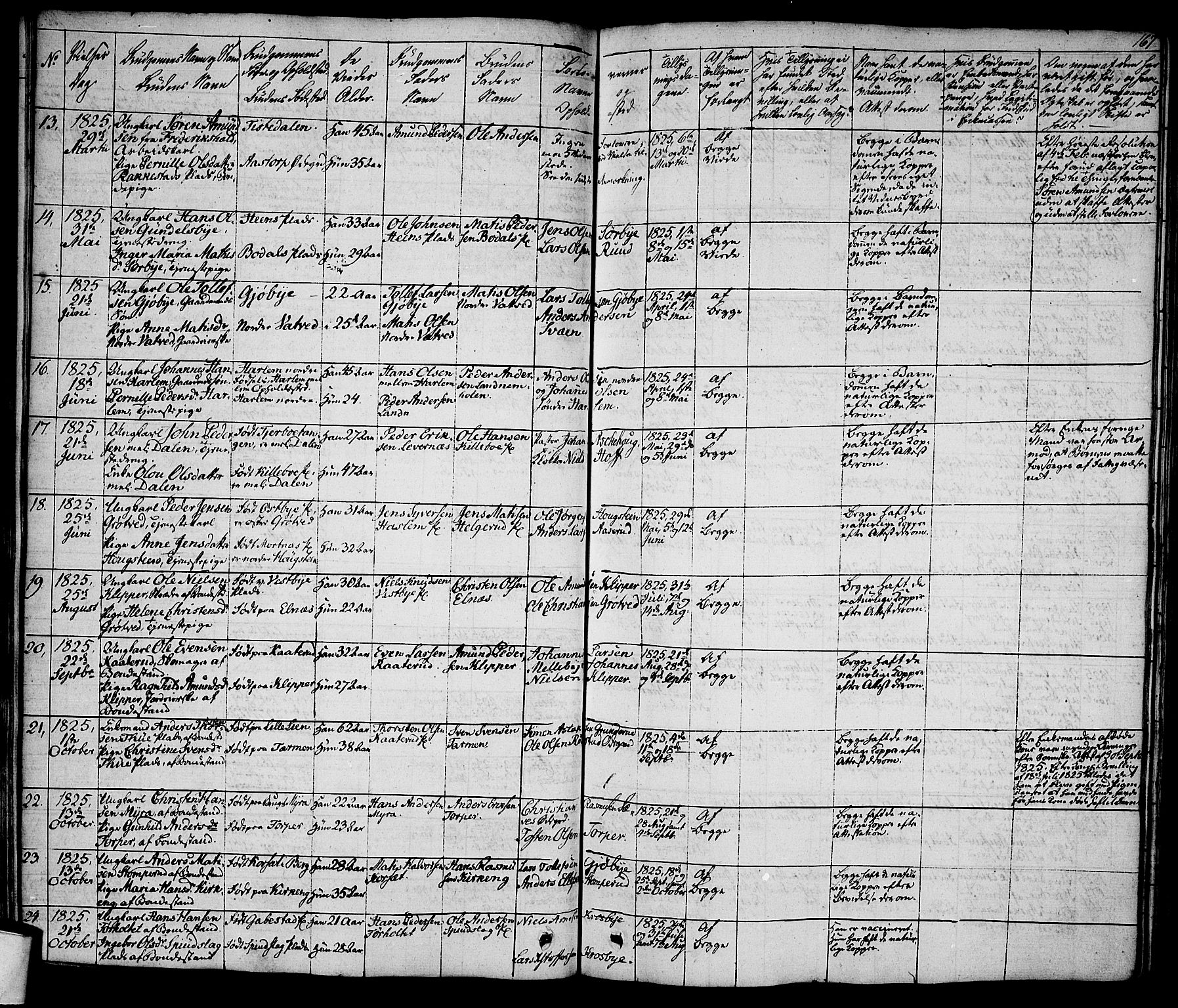 Rakkestad prestekontor Kirkebøker, SAO/A-2008/F/Fa/L0007: Parish register (official) no. I 7, 1825-1841, p. 167