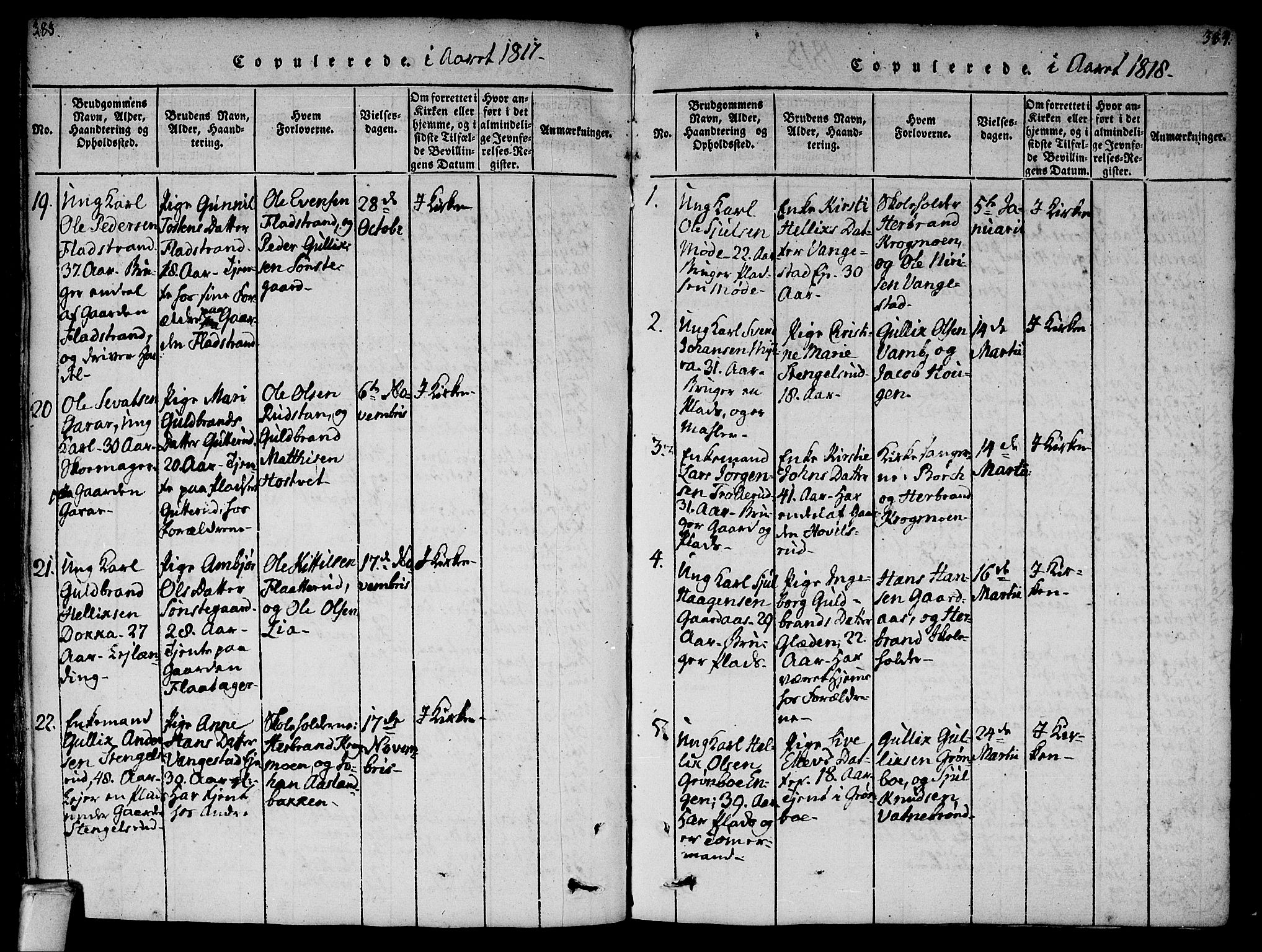 Flesberg kirkebøker, SAKO/A-18/F/Fa/L0005: Parish register (official) no. I 5, 1816-1834, p. 383-384