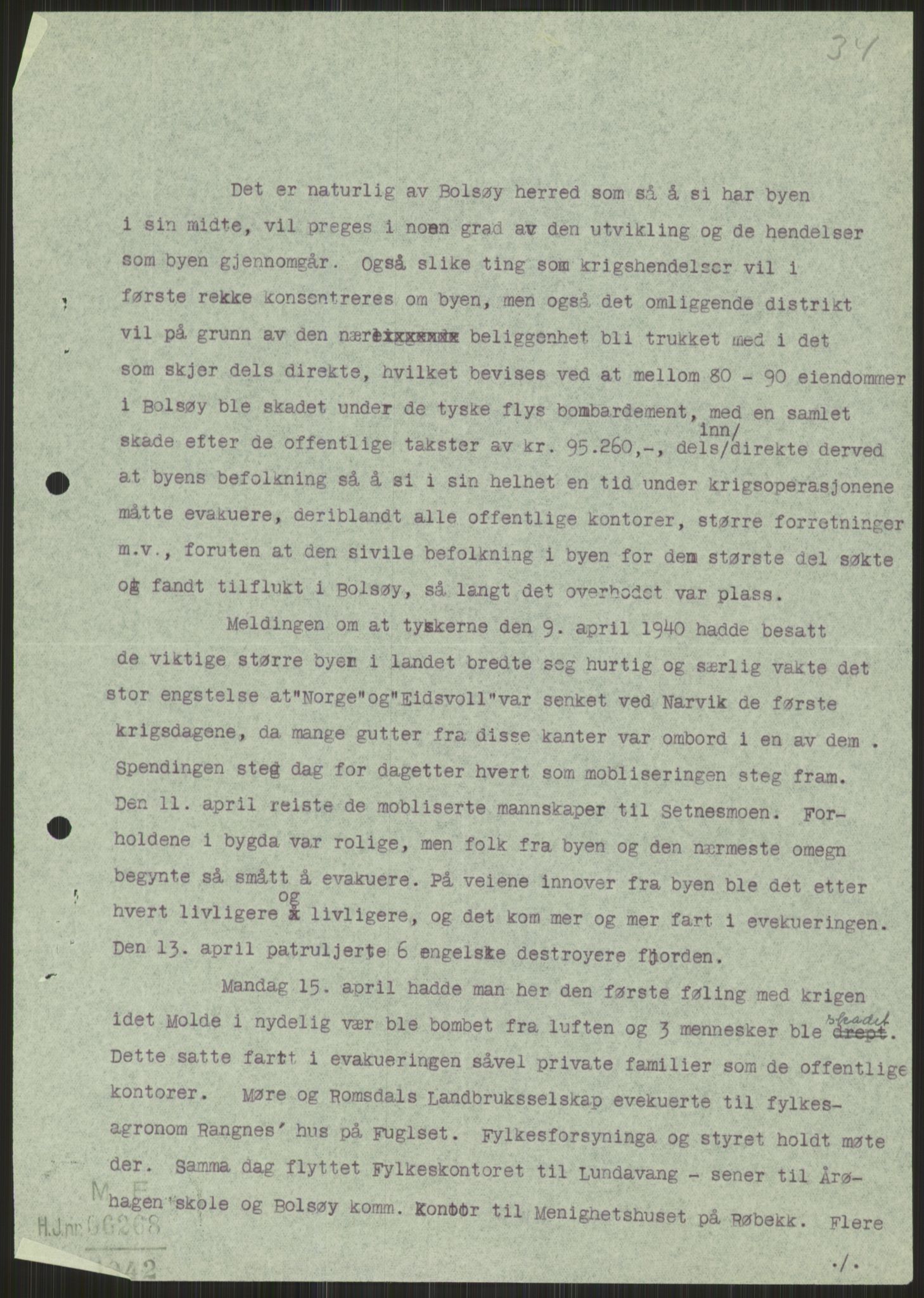 Forsvaret, Forsvarets krigshistoriske avdeling, AV/RA-RAFA-2017/Y/Ya/L0015: II-C-11-31 - Fylkesmenn.  Rapporter om krigsbegivenhetene 1940., 1940, p. 587