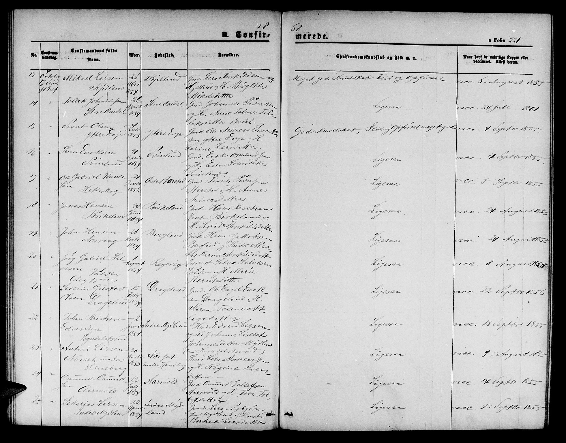 Sokndal sokneprestkontor, SAST/A-101808: Parish register (copy) no. B 3, 1865-1879, p. 221