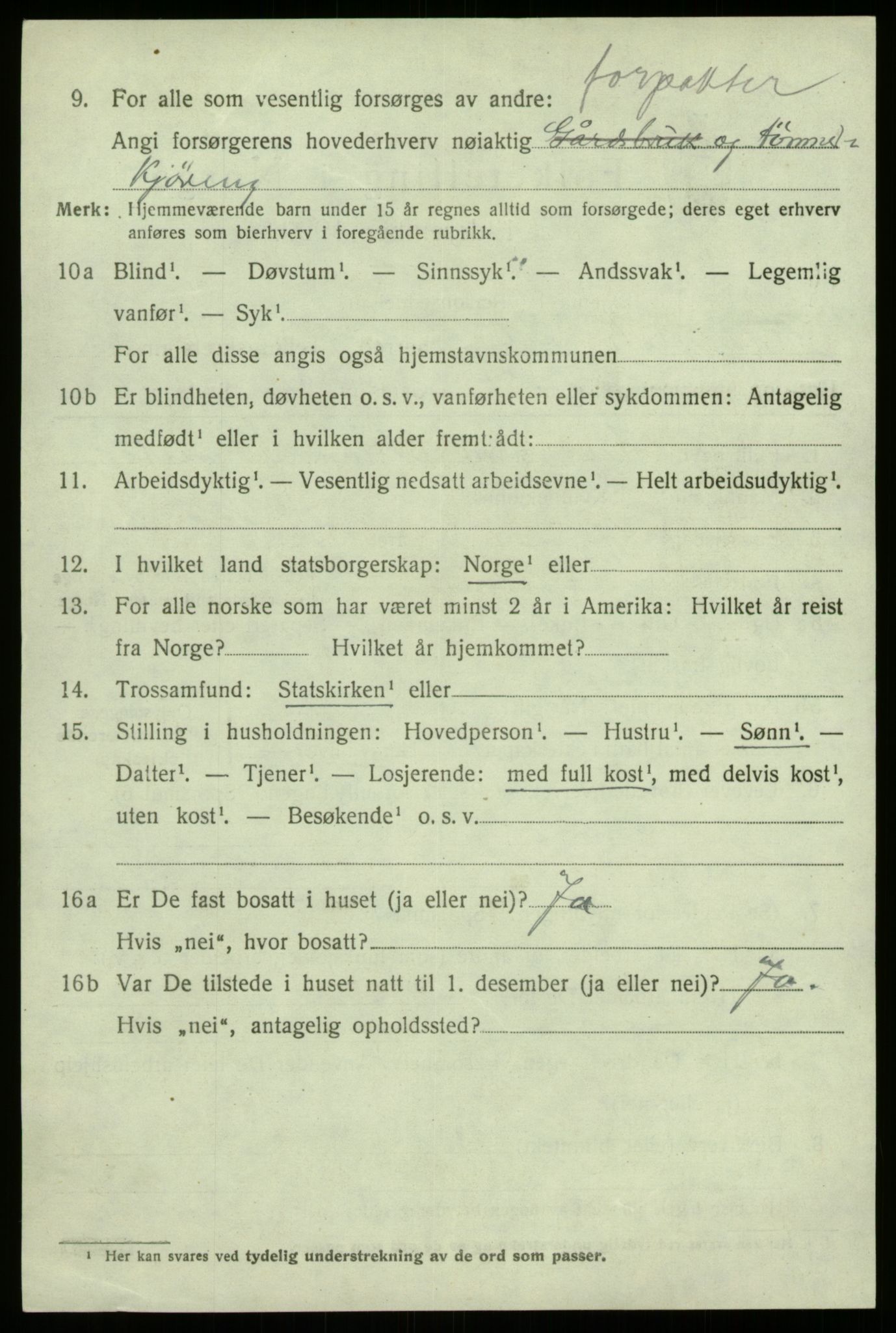 SAB, 1920 census for Sogndal, 1920, p. 7710