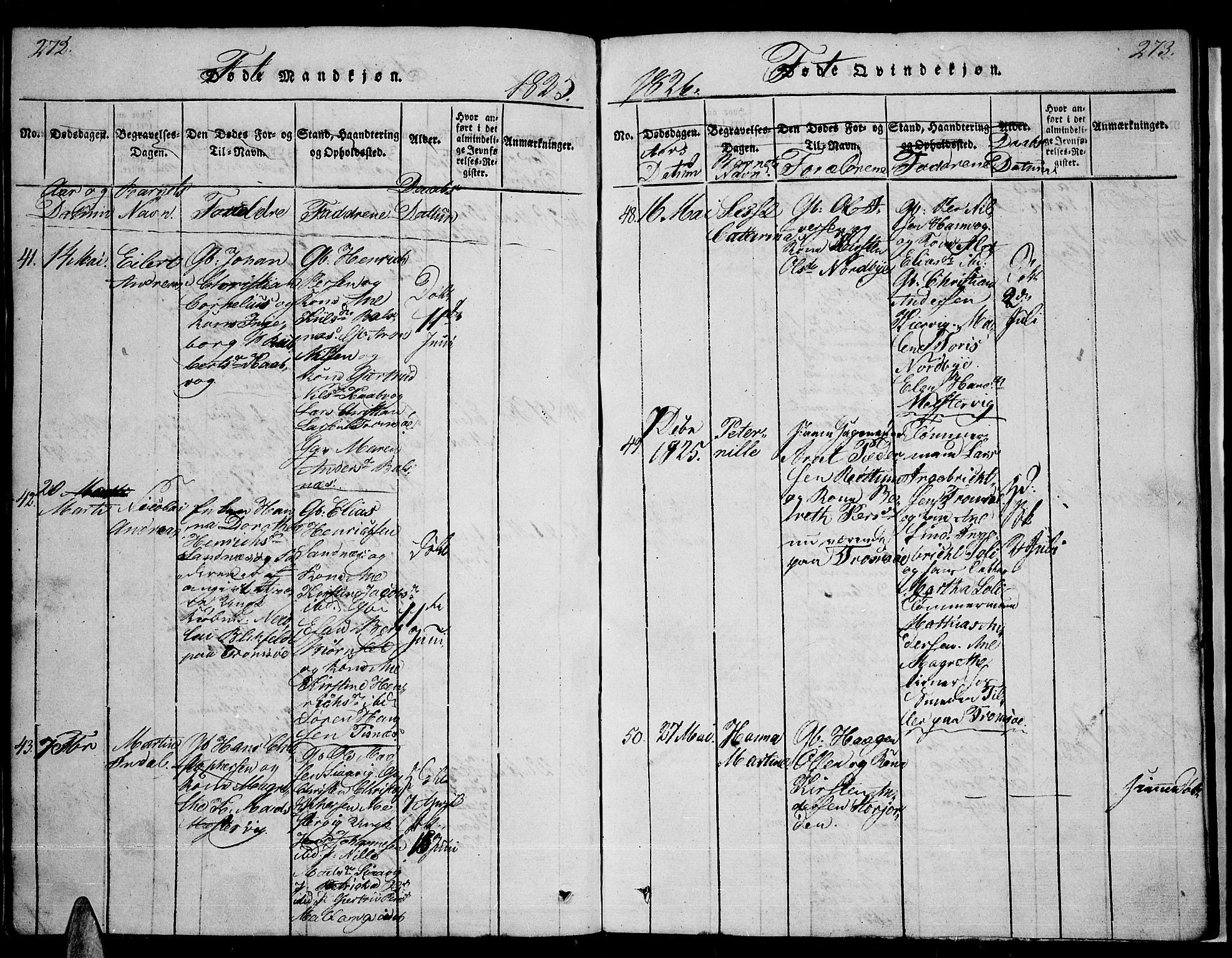 Tromsø sokneprestkontor/stiftsprosti/domprosti, SATØ/S-1343/G/Ga/L0007kirke: Parish register (official) no. 7, 1821-1828, p. 272-273