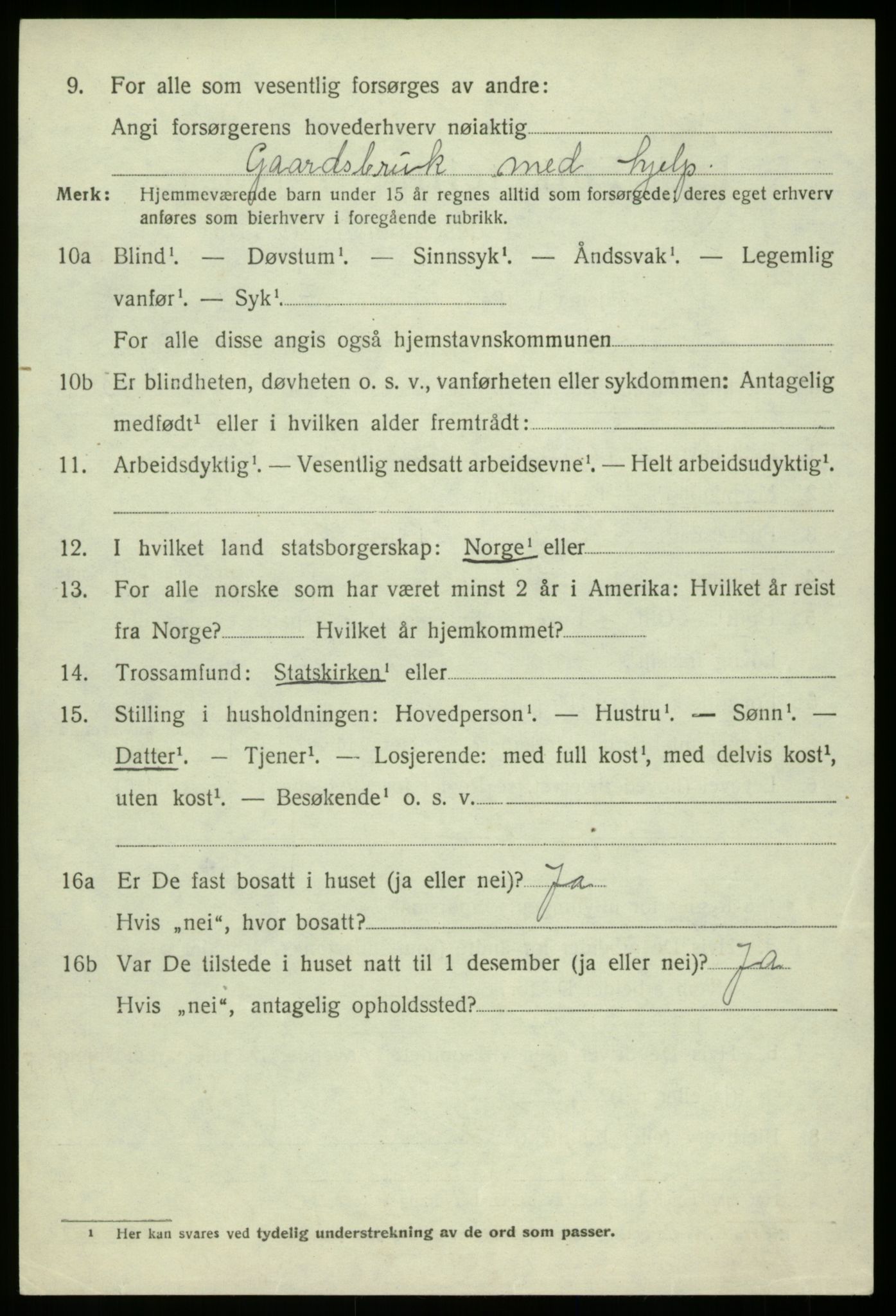 SAB, 1920 census for Bruvik, 1920, p. 9567